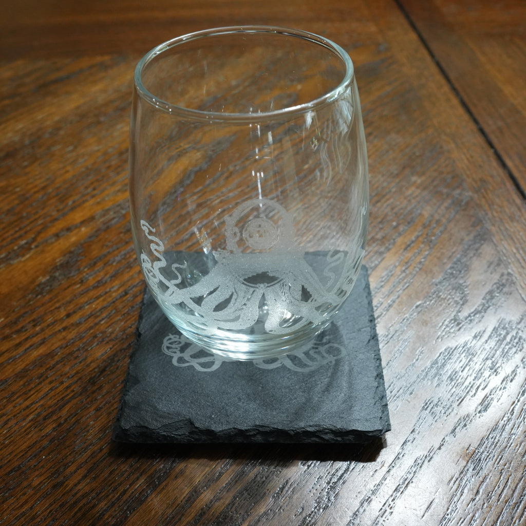 15oz Stemless Wine Glass - Steampunk Octopus