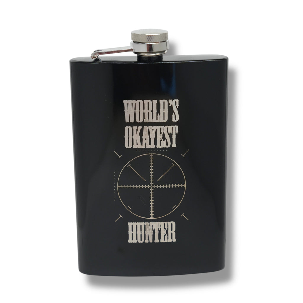 8oz BLACK World's Okayest Hunter Flask