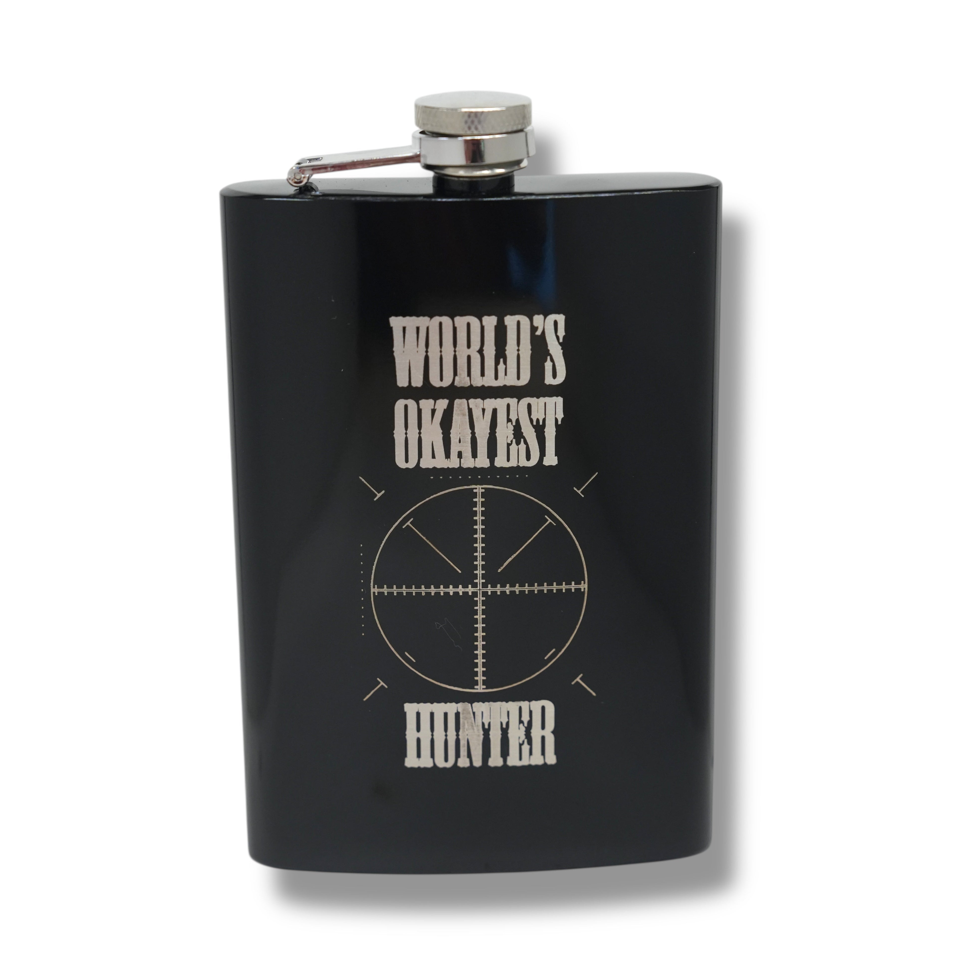 8oz BLACK World's Okayest Hunter Flask