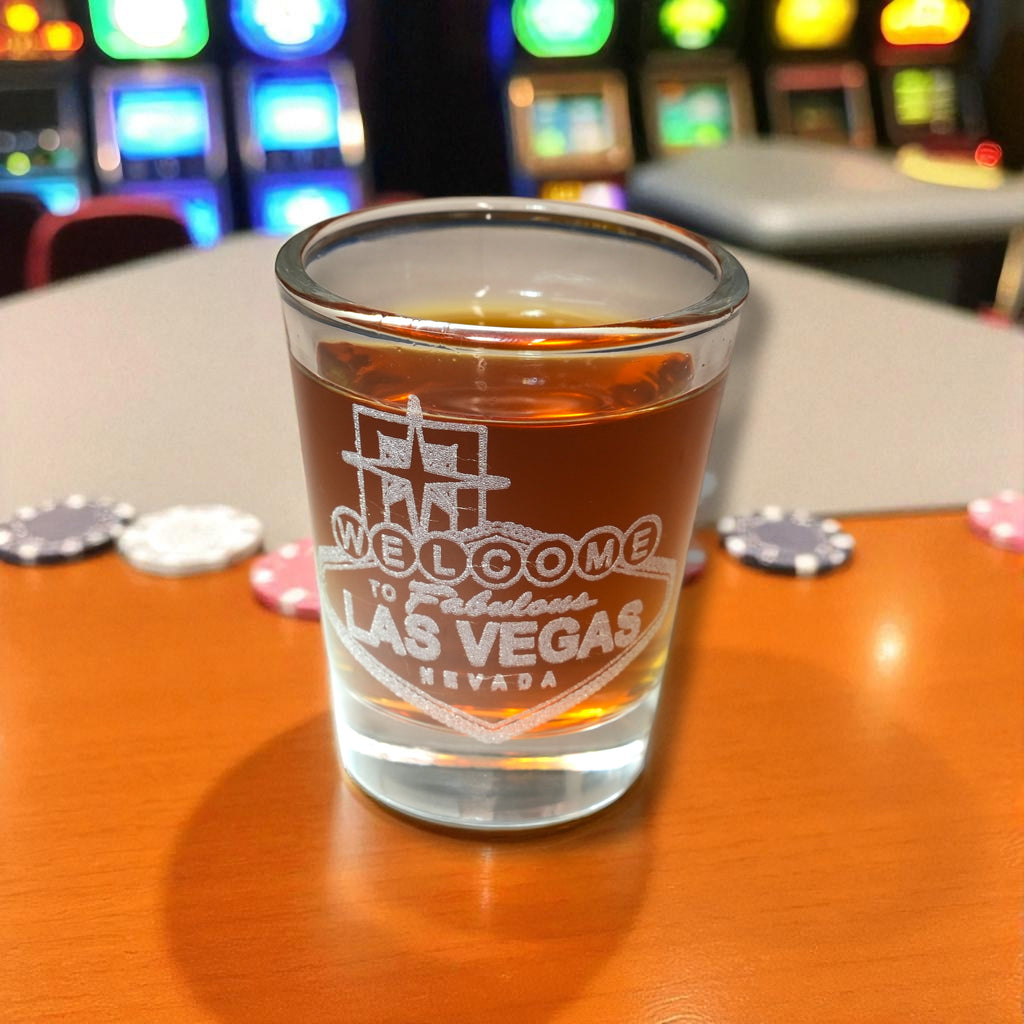 2oz Welcome to Las Vegas Shotglass LASER