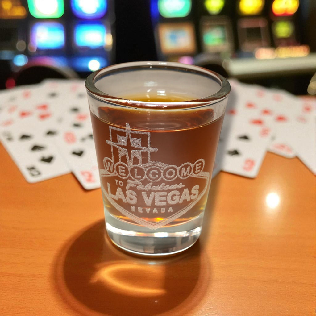 2oz Welcome to Las Vegas Shotglass LASER
