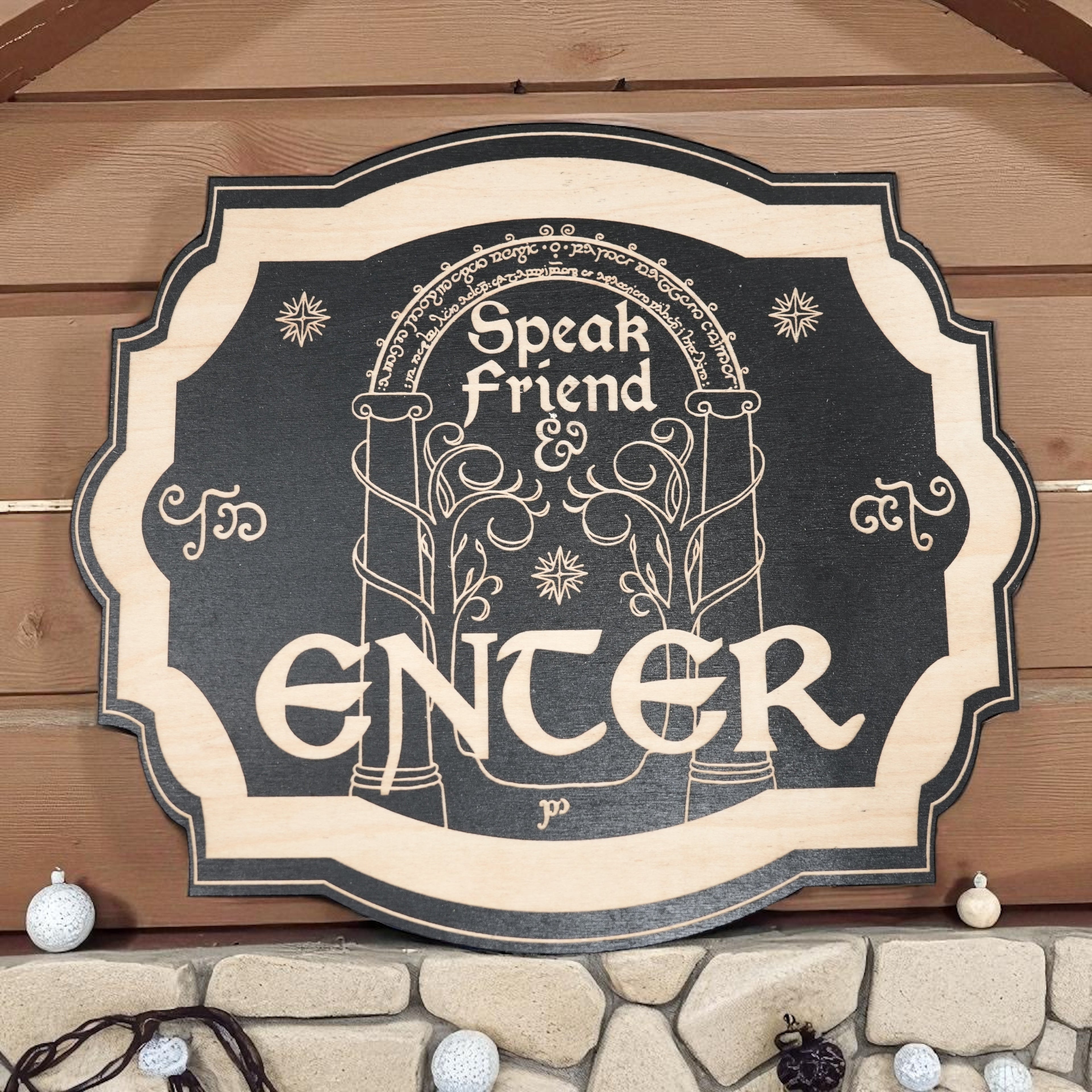 Magnet Sign - Speak Friend and Enter - Black Door Sign 6x9