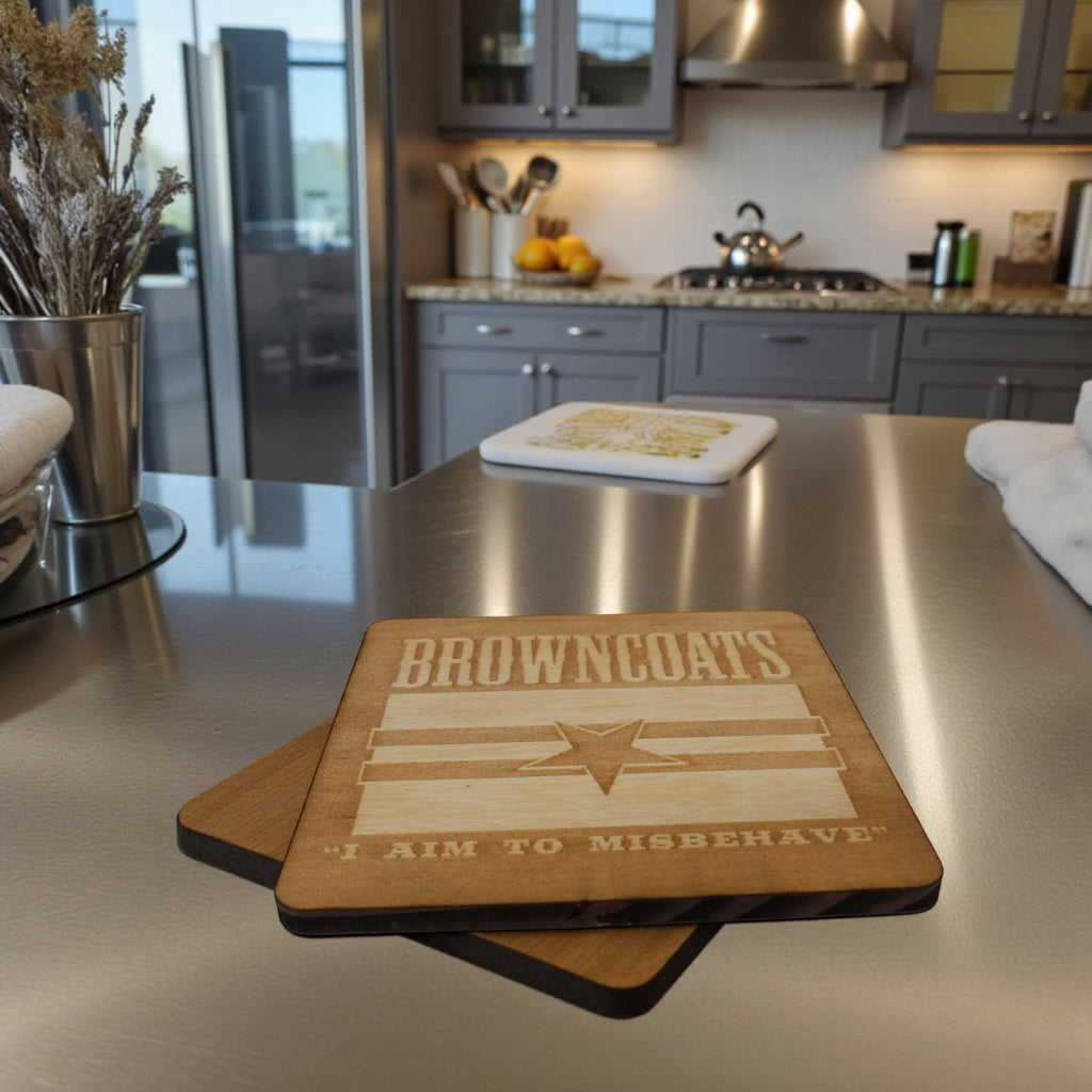 Browncoats Coaster Set of two 4x4in Raw Wood