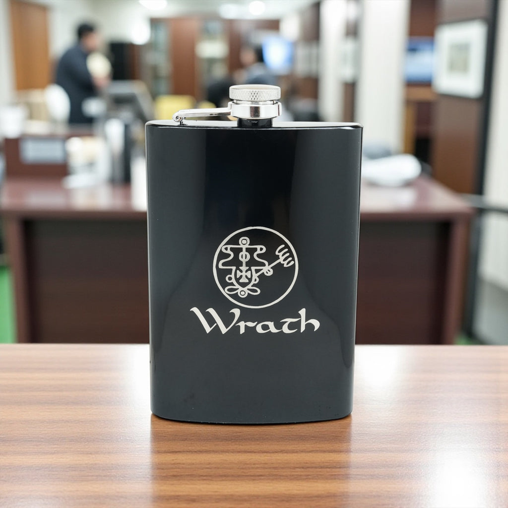 8oz BLACK Seven Deadly Sins WRATH Flask