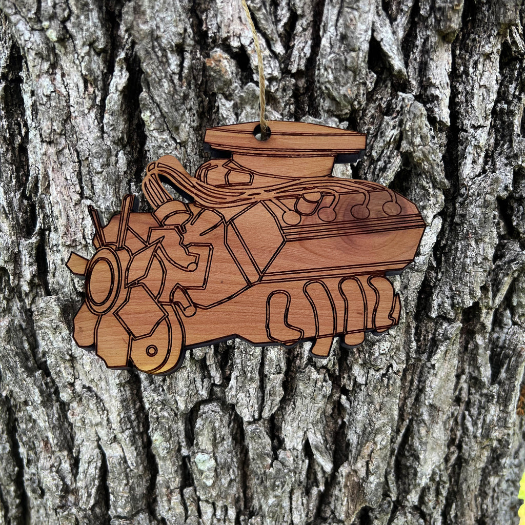 Engine - Cedar Ornament