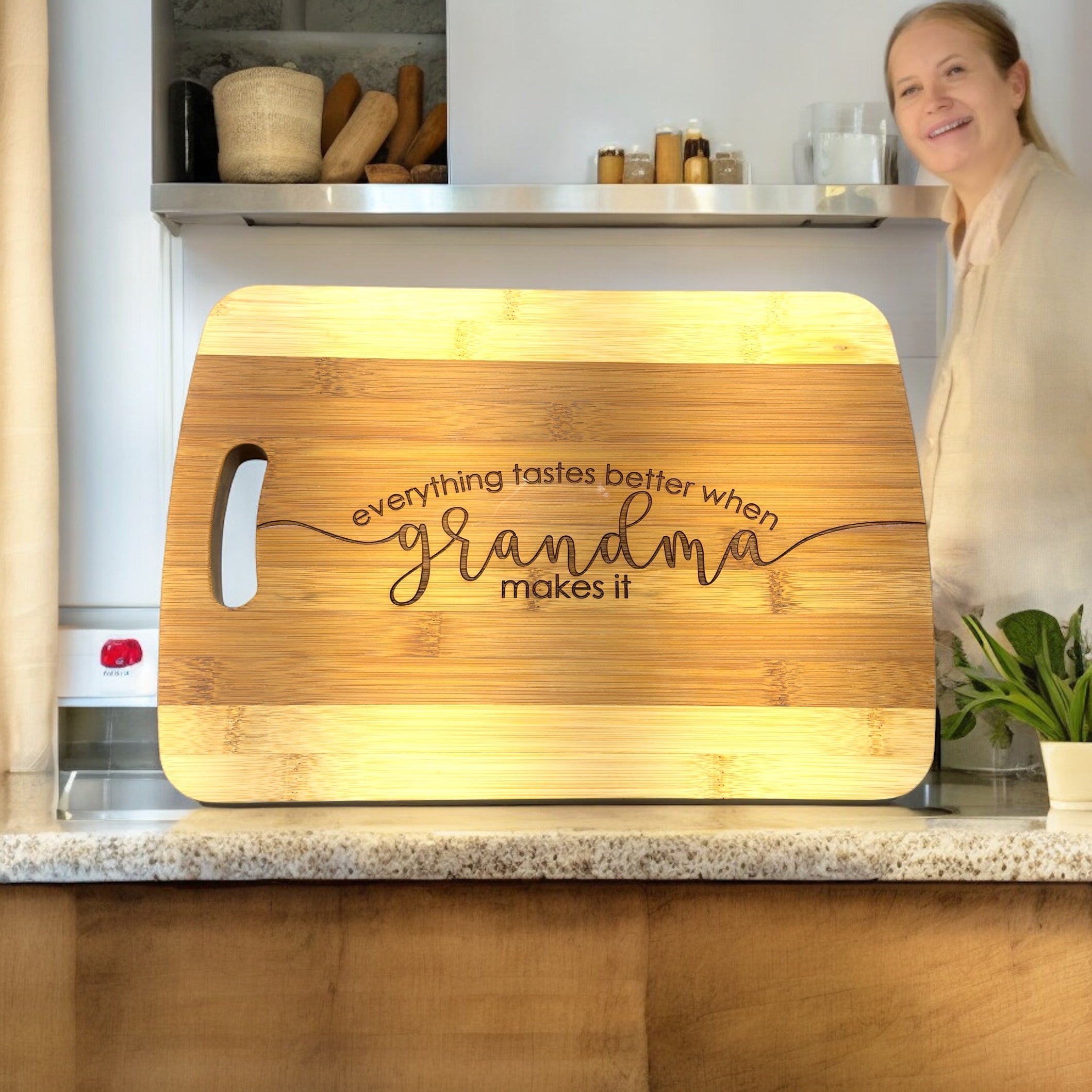 Everything Tastes Better When Grandma Makes It Cutting Board Bamboo
