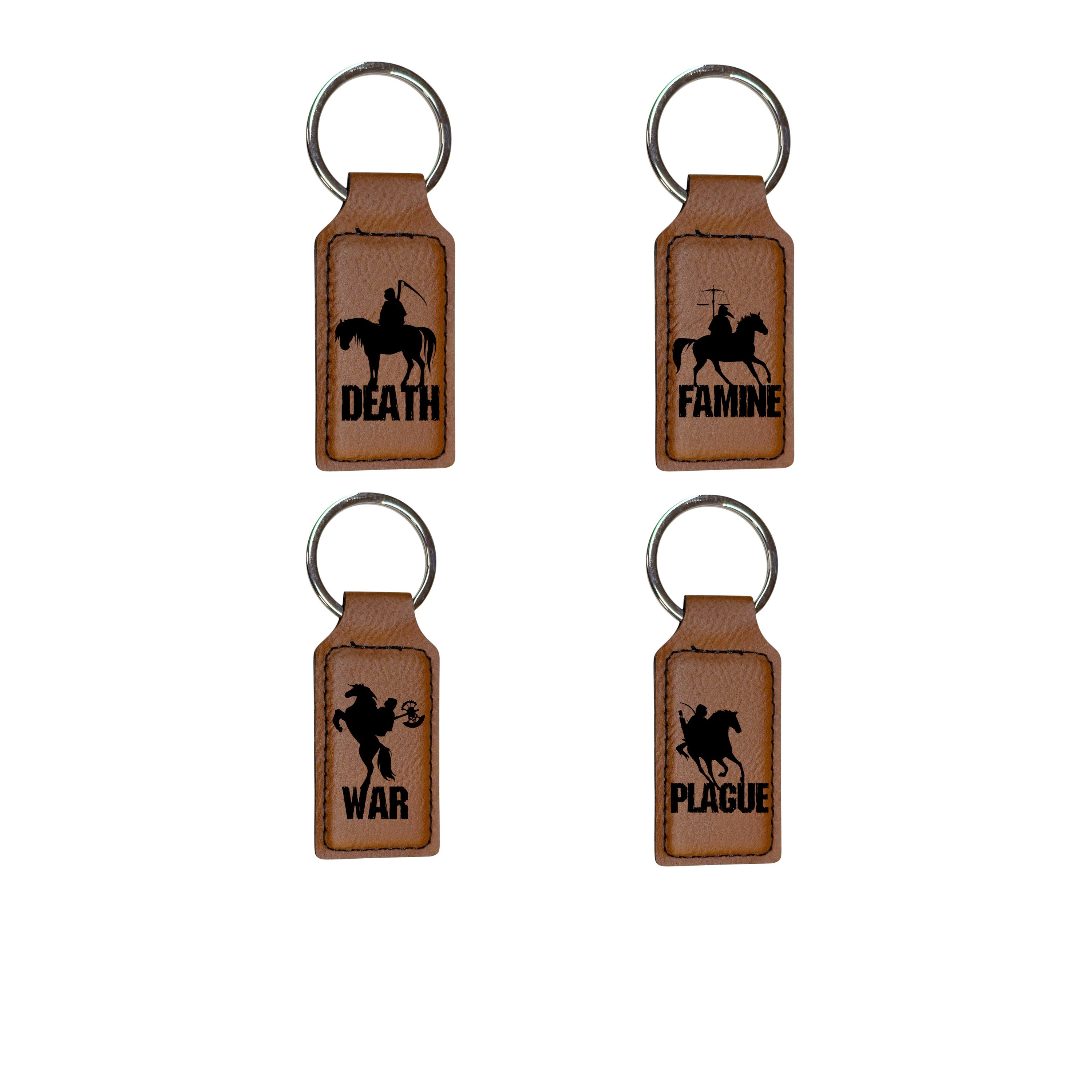 4 Horsemen of the Apocalypse - set Flight Board with 4ea Rocks Glasses, shot glasses, Rawhide keychains, Cedar Coasters