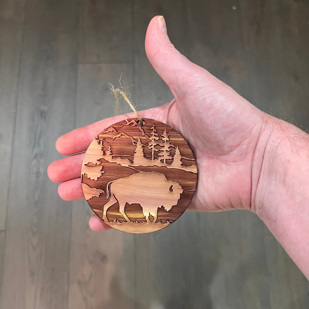 Free Range American Bison - Cedar Ornament