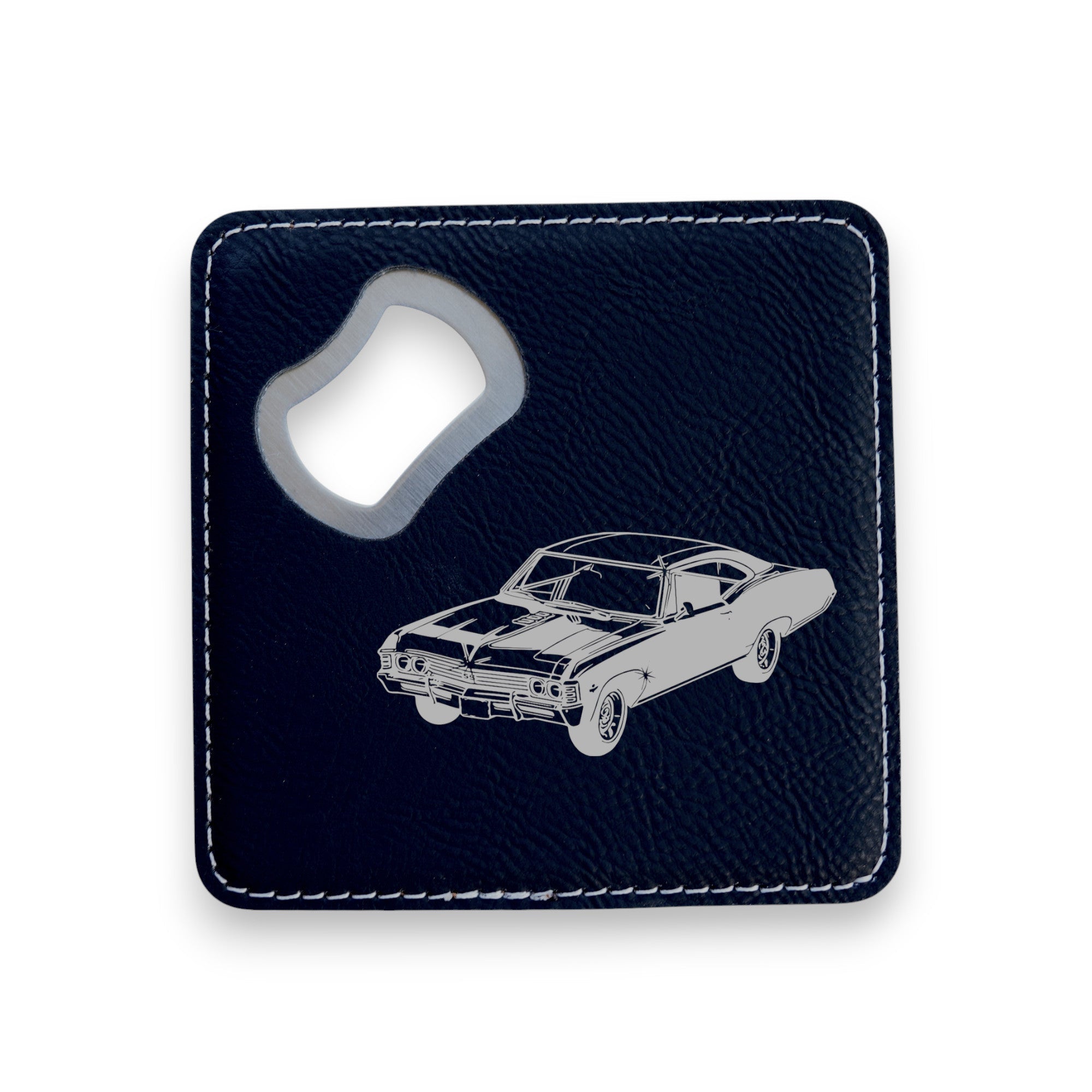 Coaster W/ BOTTLE OPENER - Impala - SET OF 2 LEATHER
