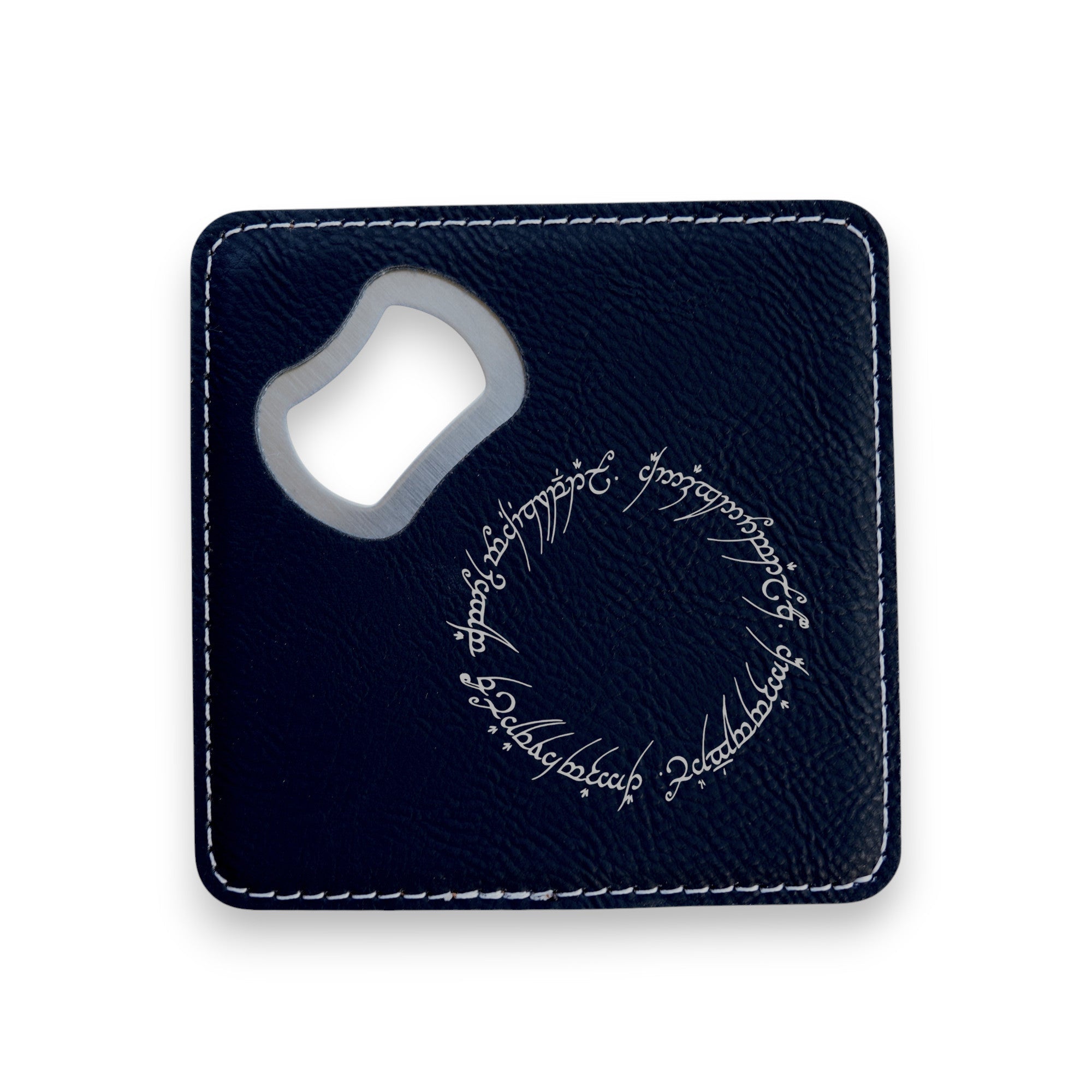 Coaster W/ BOTTLE OPENER - The One - SET OF 2 LEATHER