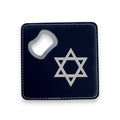 Coaster W/ BOTTLE OPENER - Star of David - SET OF 2 LEATHER