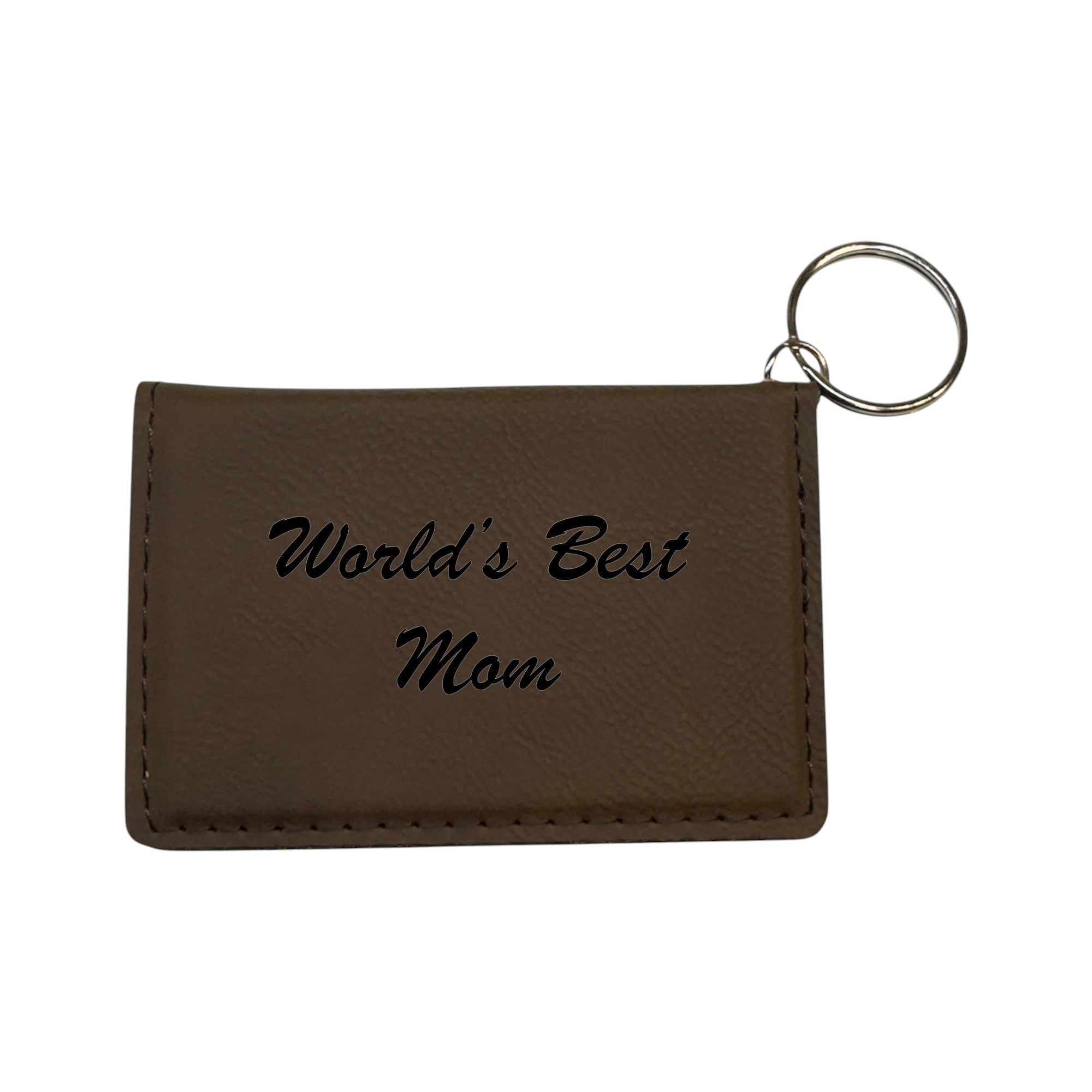 Keychain ID Holder Wallet - Worlds Best Mom Leather