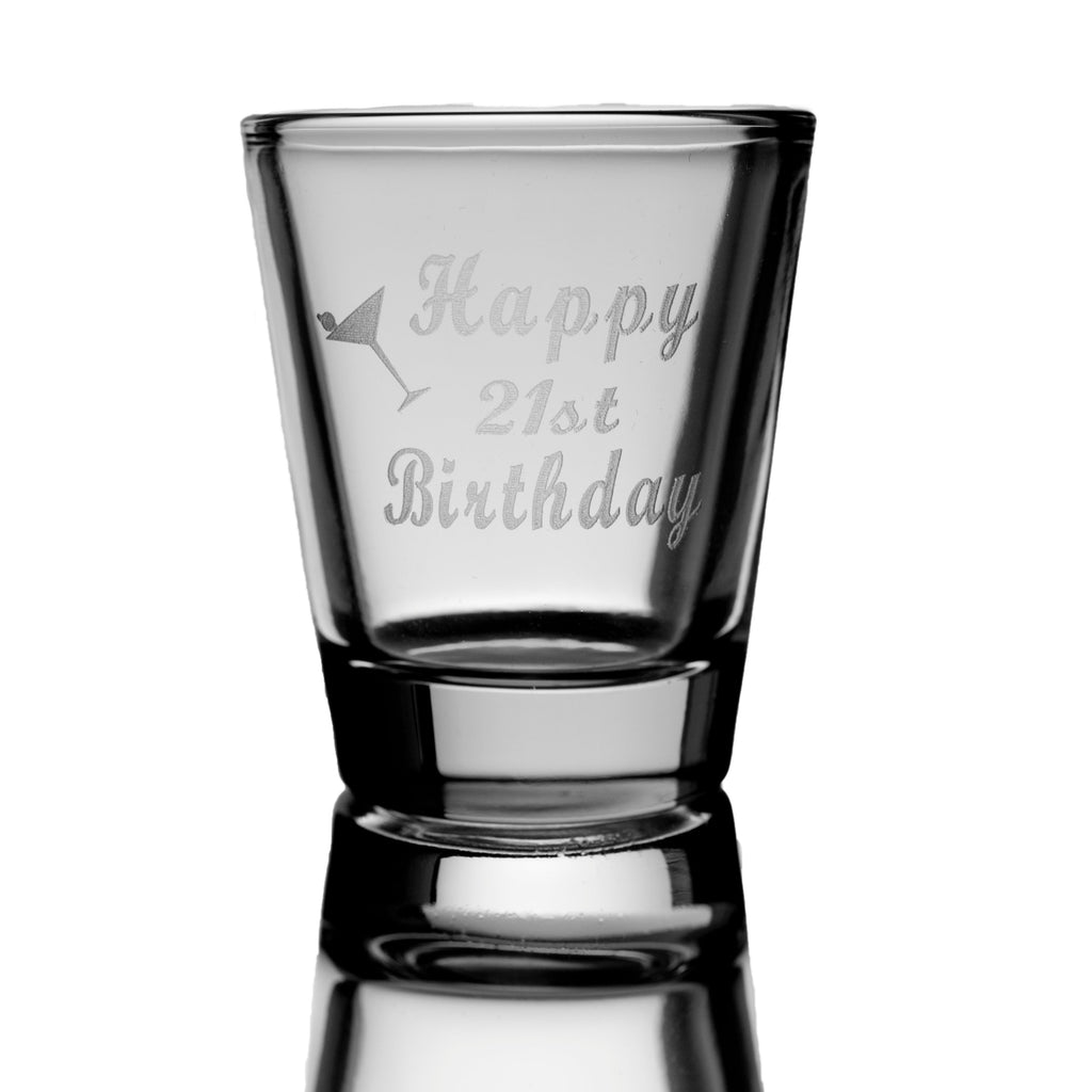 2oz Happy 21st birthday shot glass