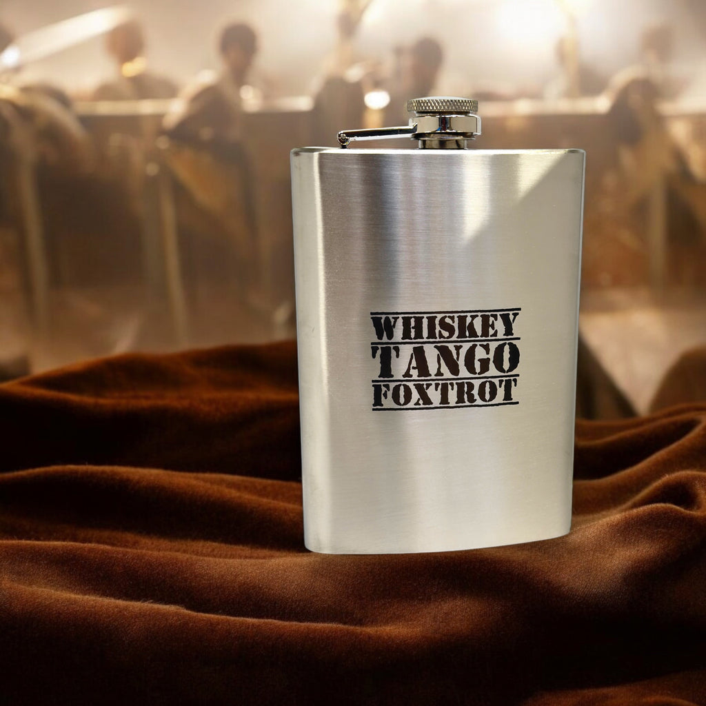 8oz Whiskey Tango Foxtrot Stainless Steel Flask
