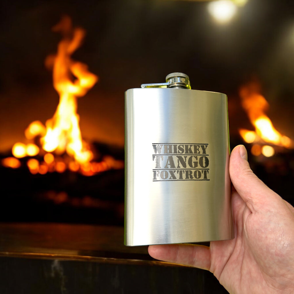 8oz Whiskey Tango Foxtrot Stainless Steel Flask