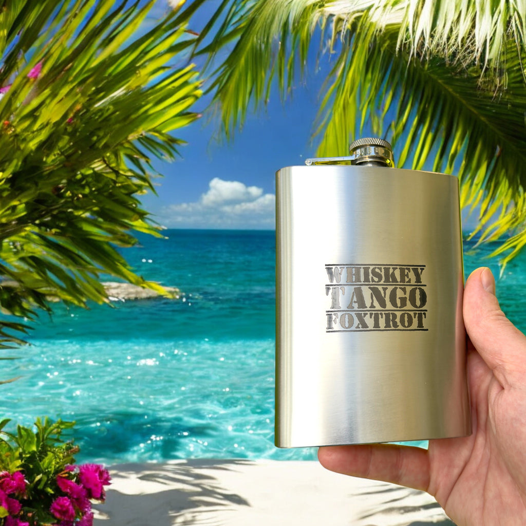 8oz Whiskey Tango Foxtrot Stainless Steel Flask