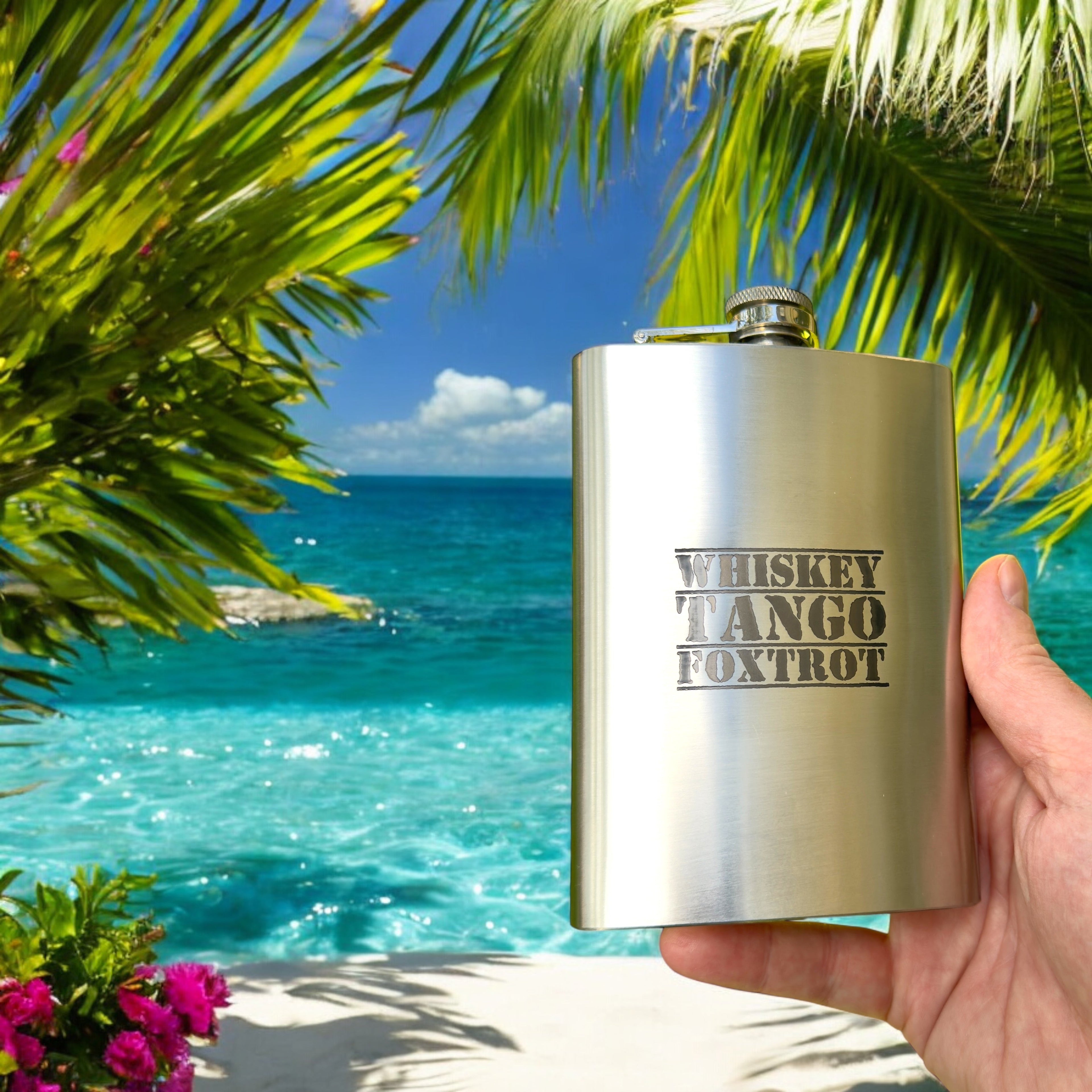 8oz Whiskey Tango Foxtrot Stainless Steel Flask
