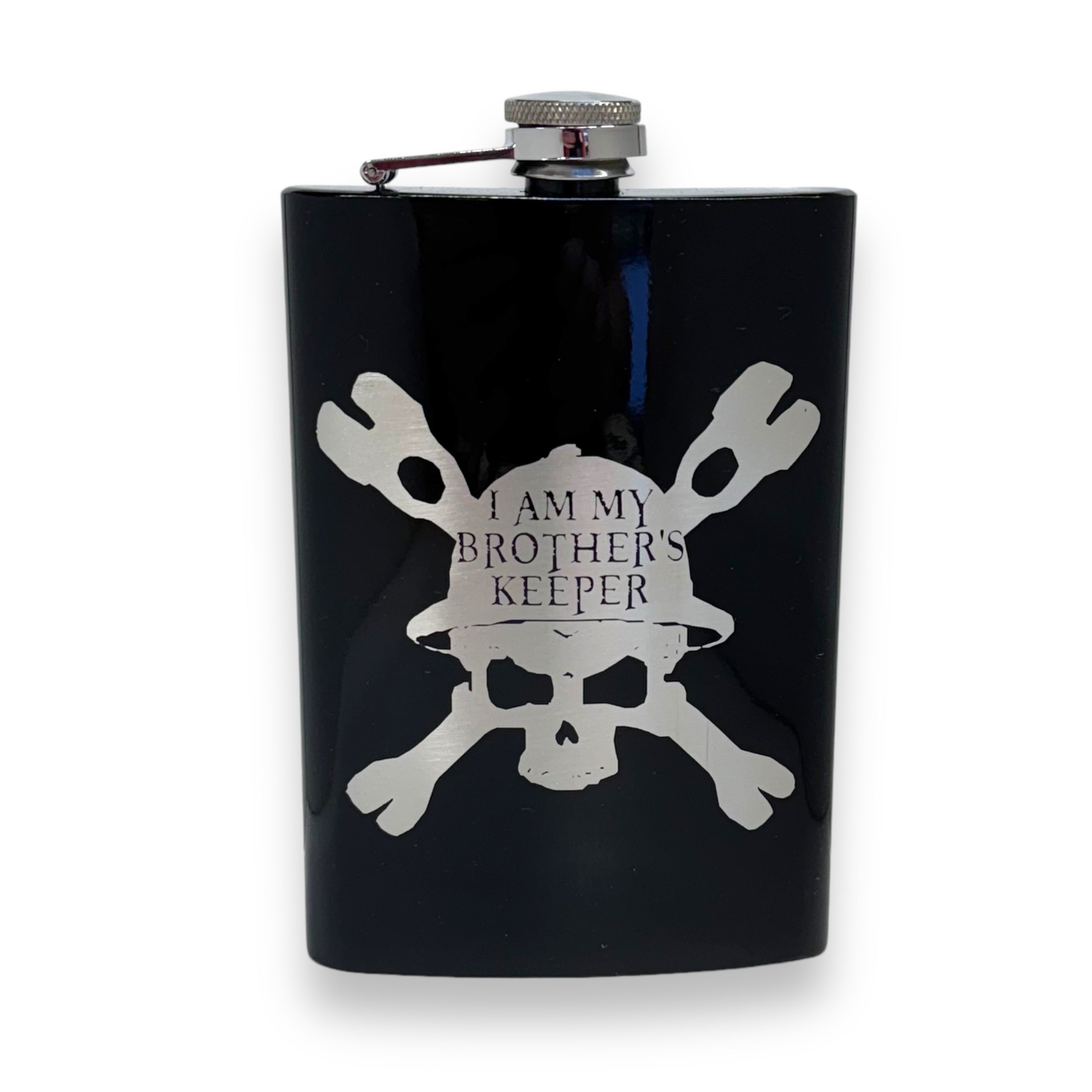 8oz BLACK Helmet Brothers Keeper Flask