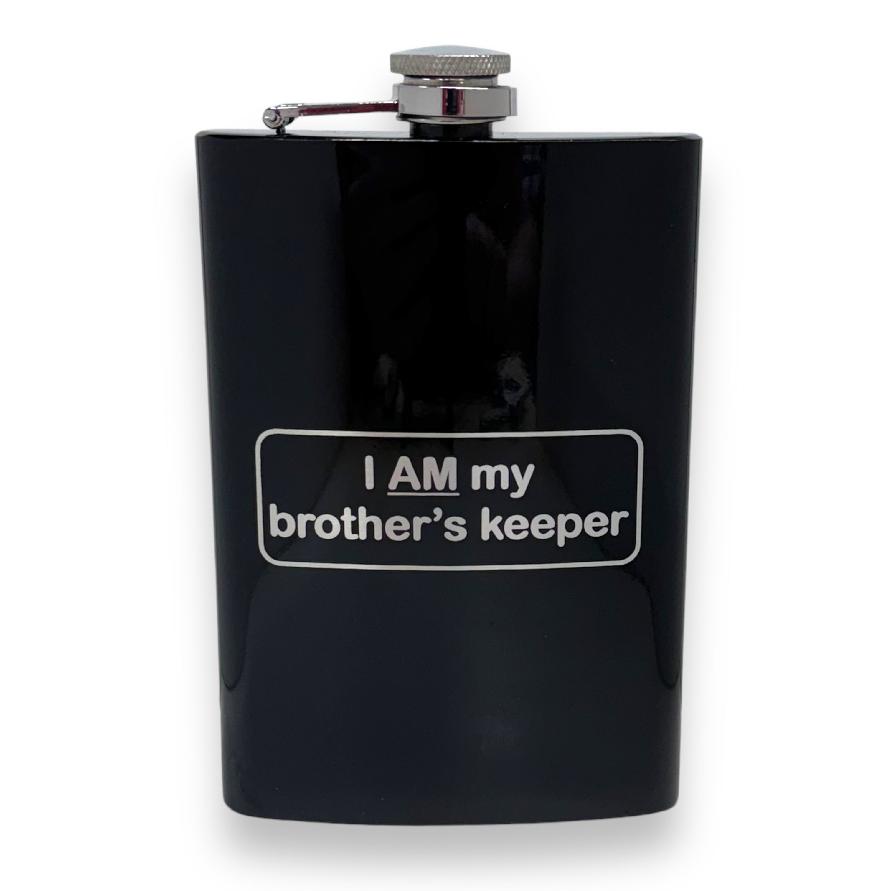 8oz BLACK I AM my brother's Keeper Flask