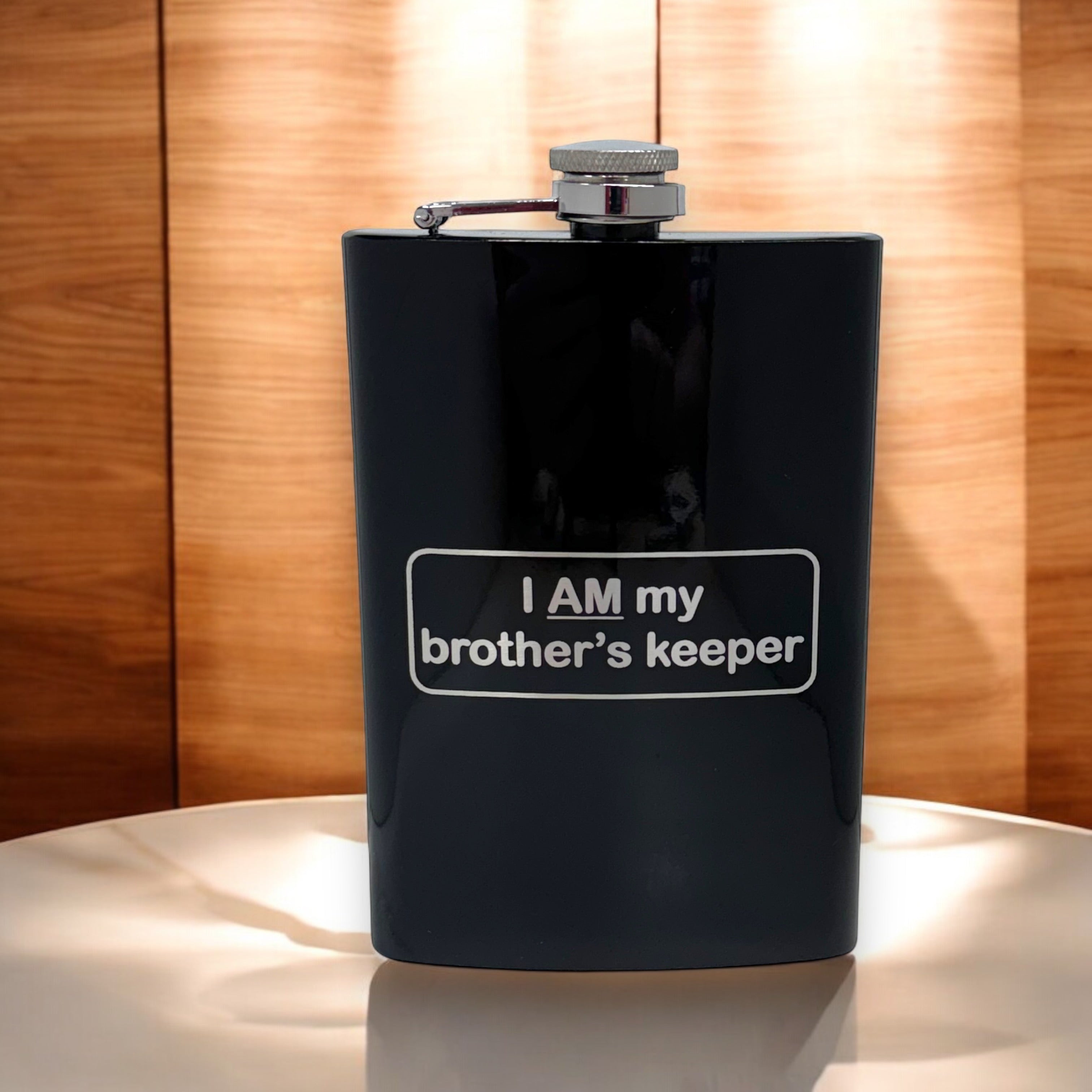 8oz BLACK I AM my brother's Keeper Flask