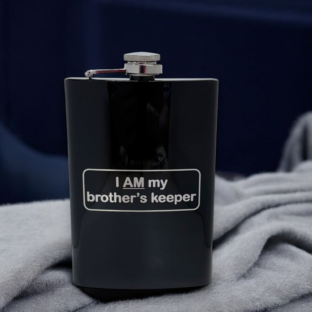8oz BLACK I AM my brother's Keeper Flask