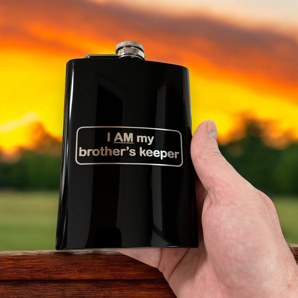 8oz BLACK I AM my brother's Keeper Flask