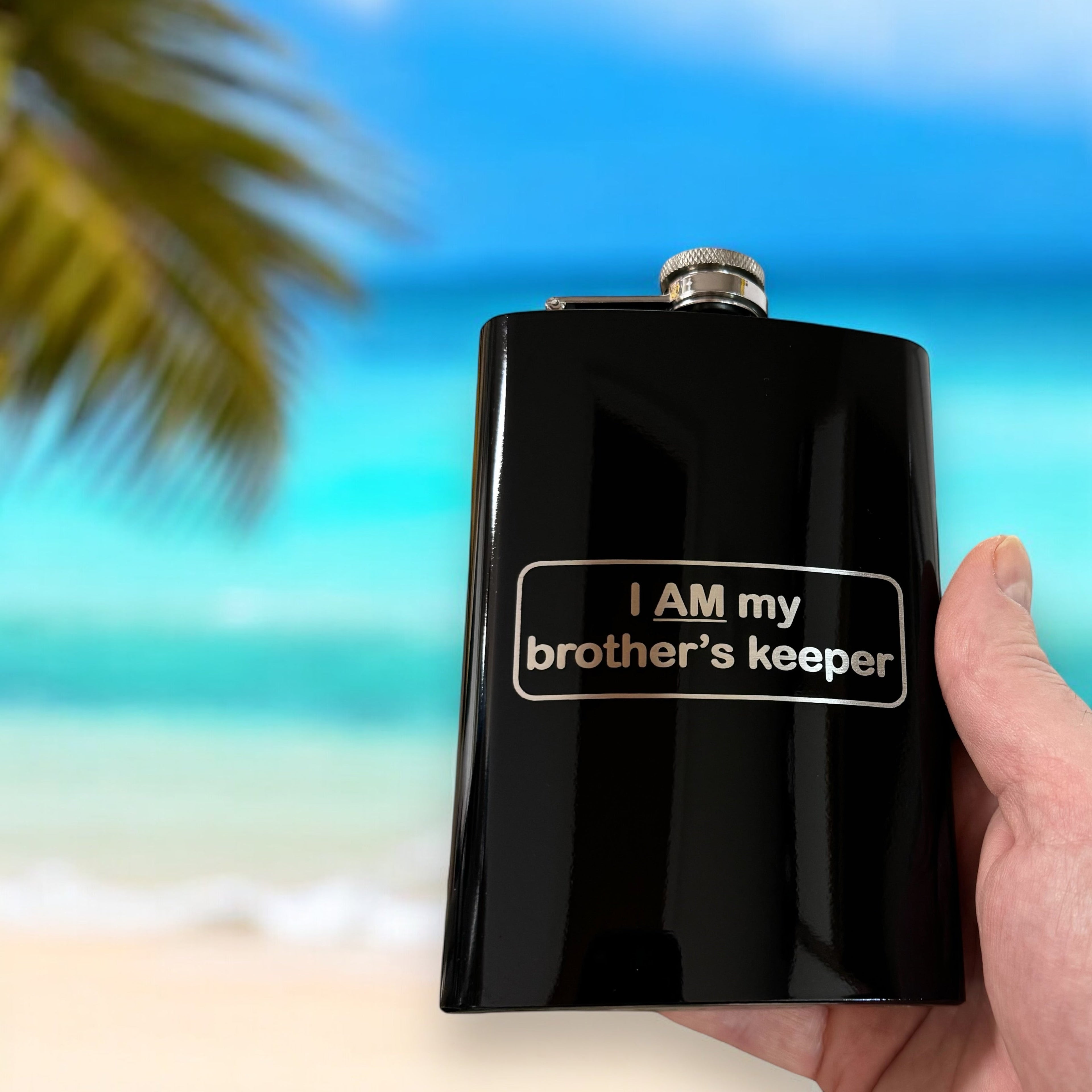 8oz BLACK I AM my brother's Keeper Flask