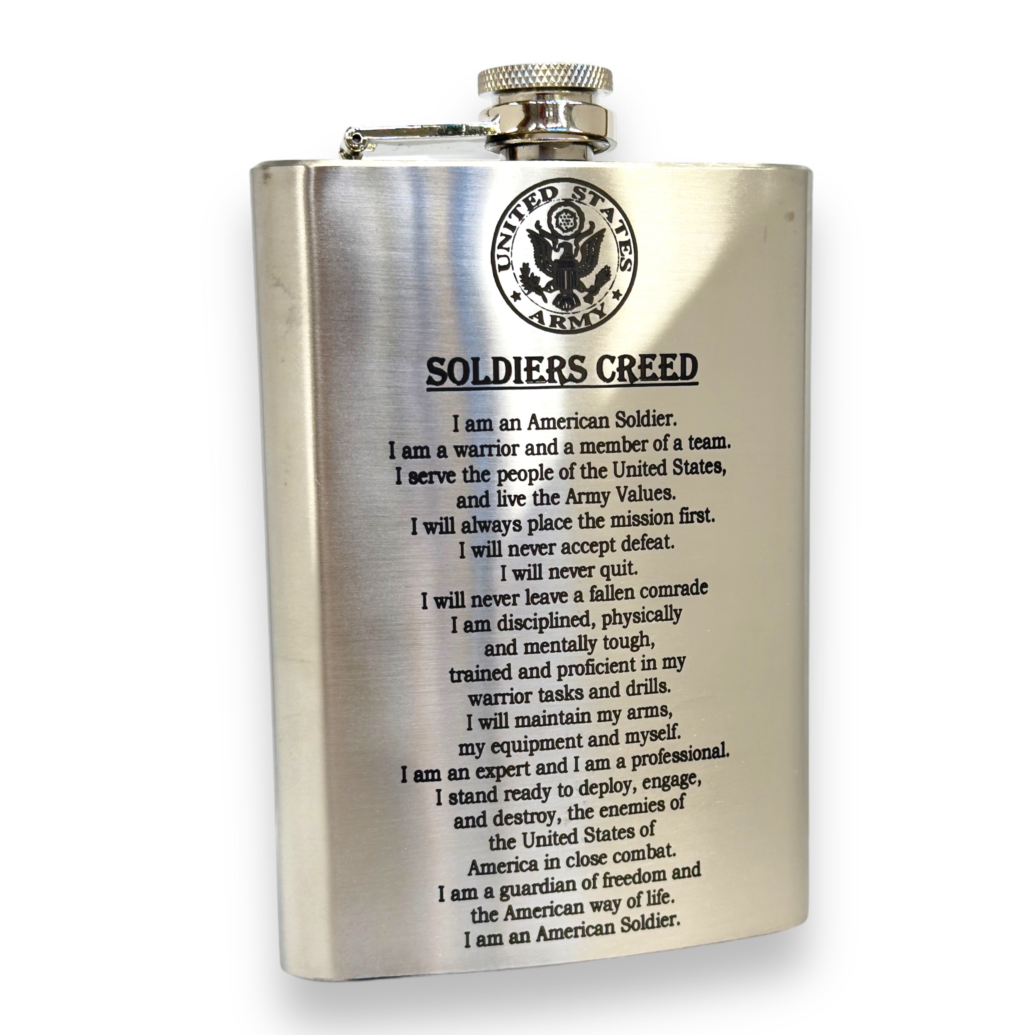 8oz Soldiers Creed Flask Stainless Steel