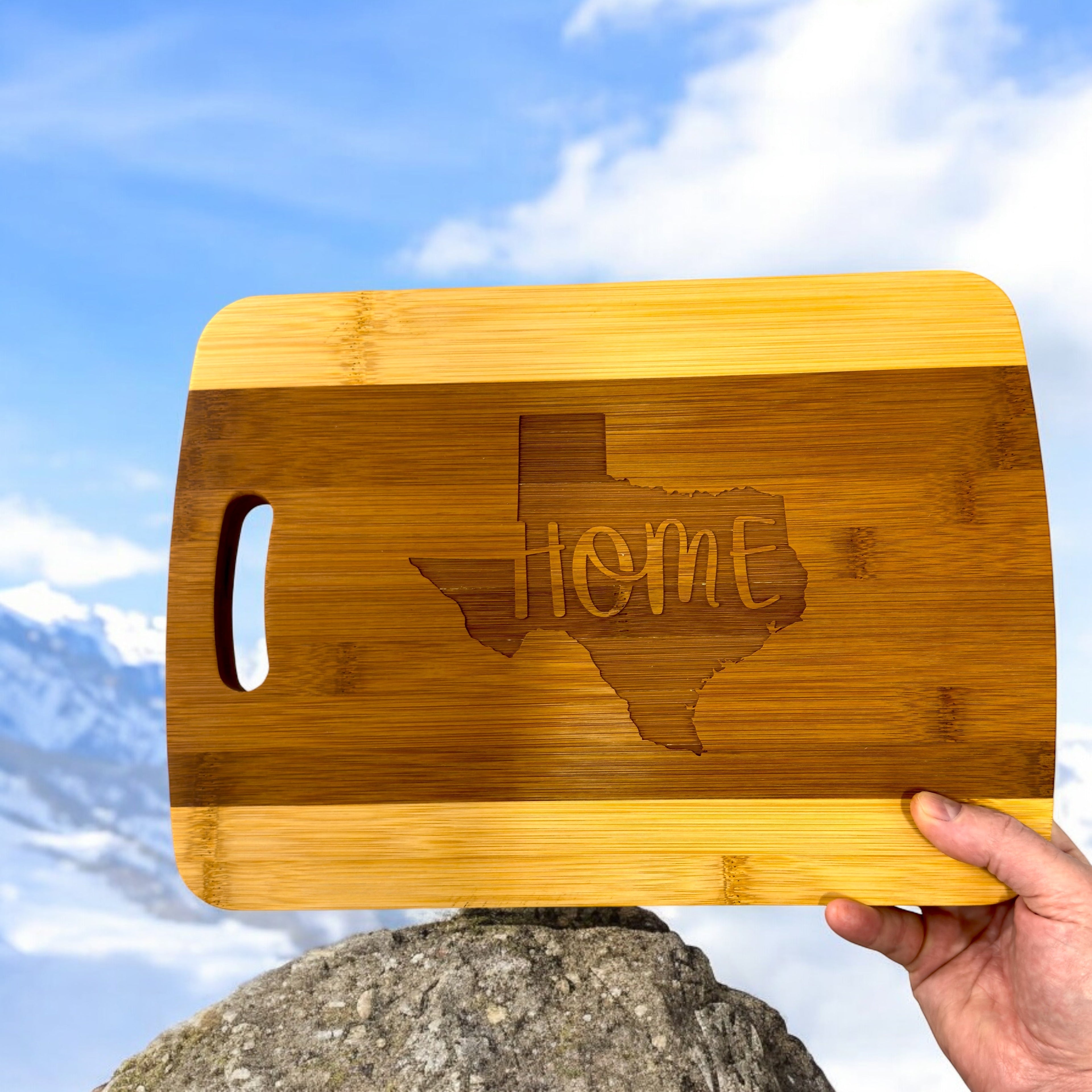 Texas Home Cutting Board 14''x9.5''x.5'' Bamboo