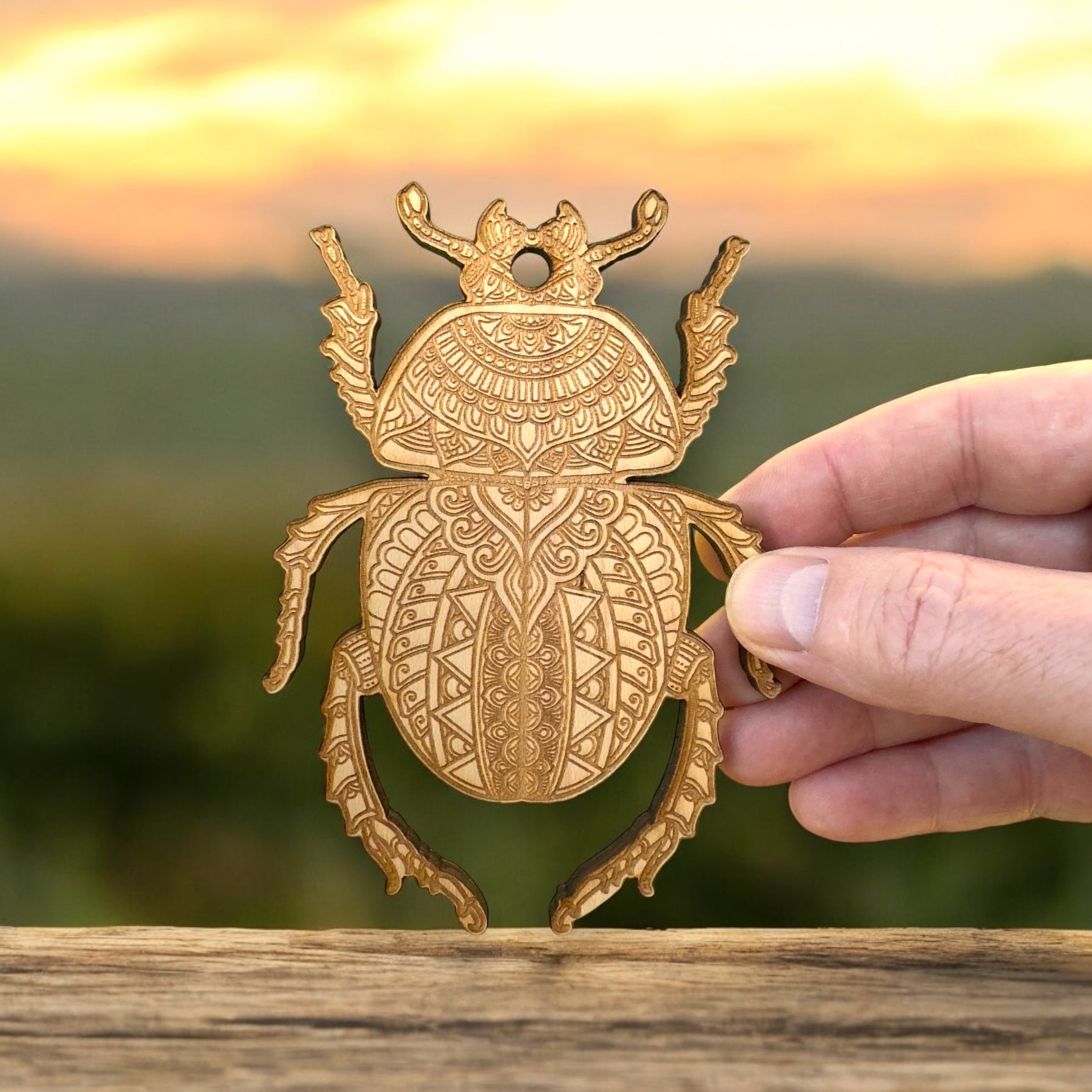 Ornament - Beetle - Raw Wood