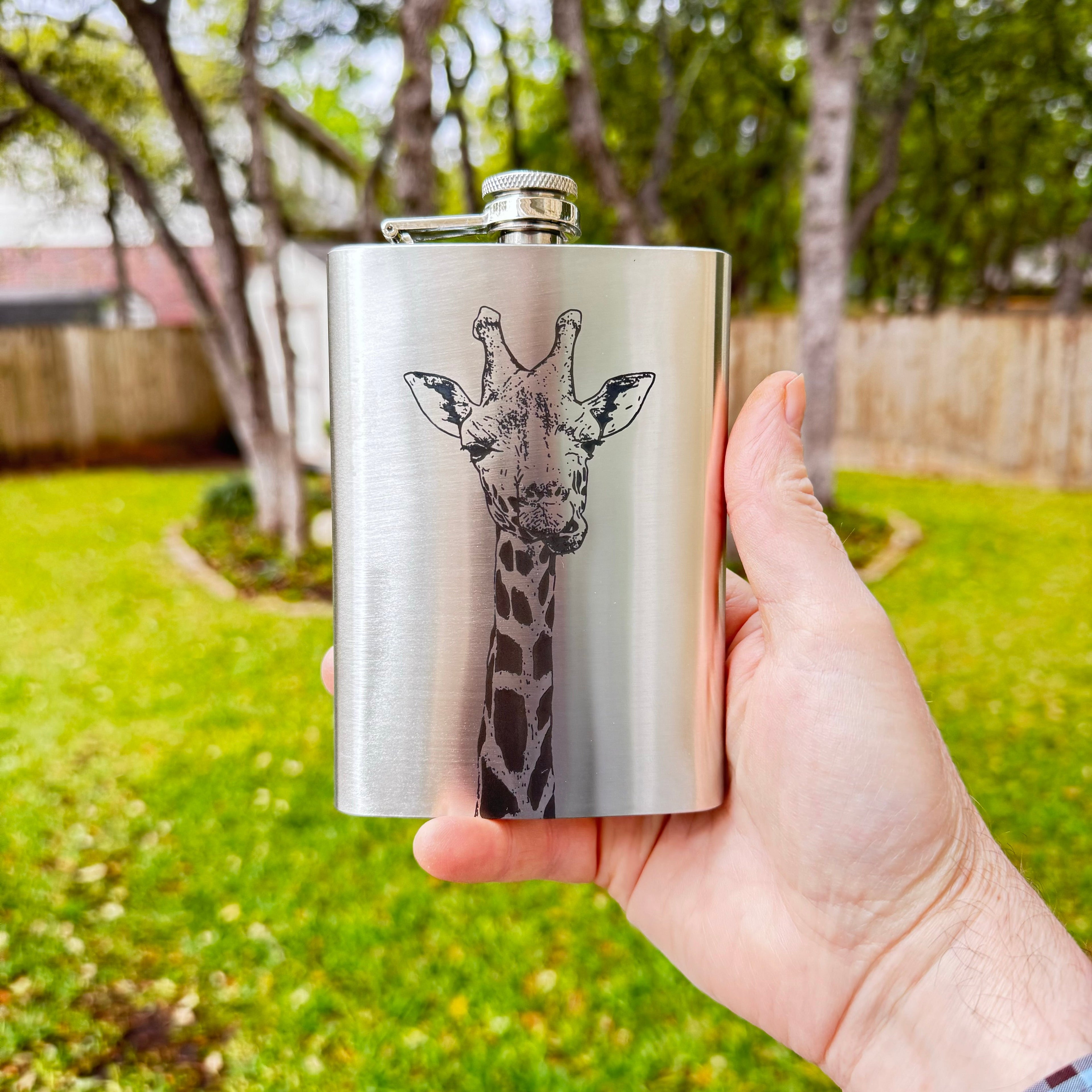 8oz Giraffe Stainless Steel Flask