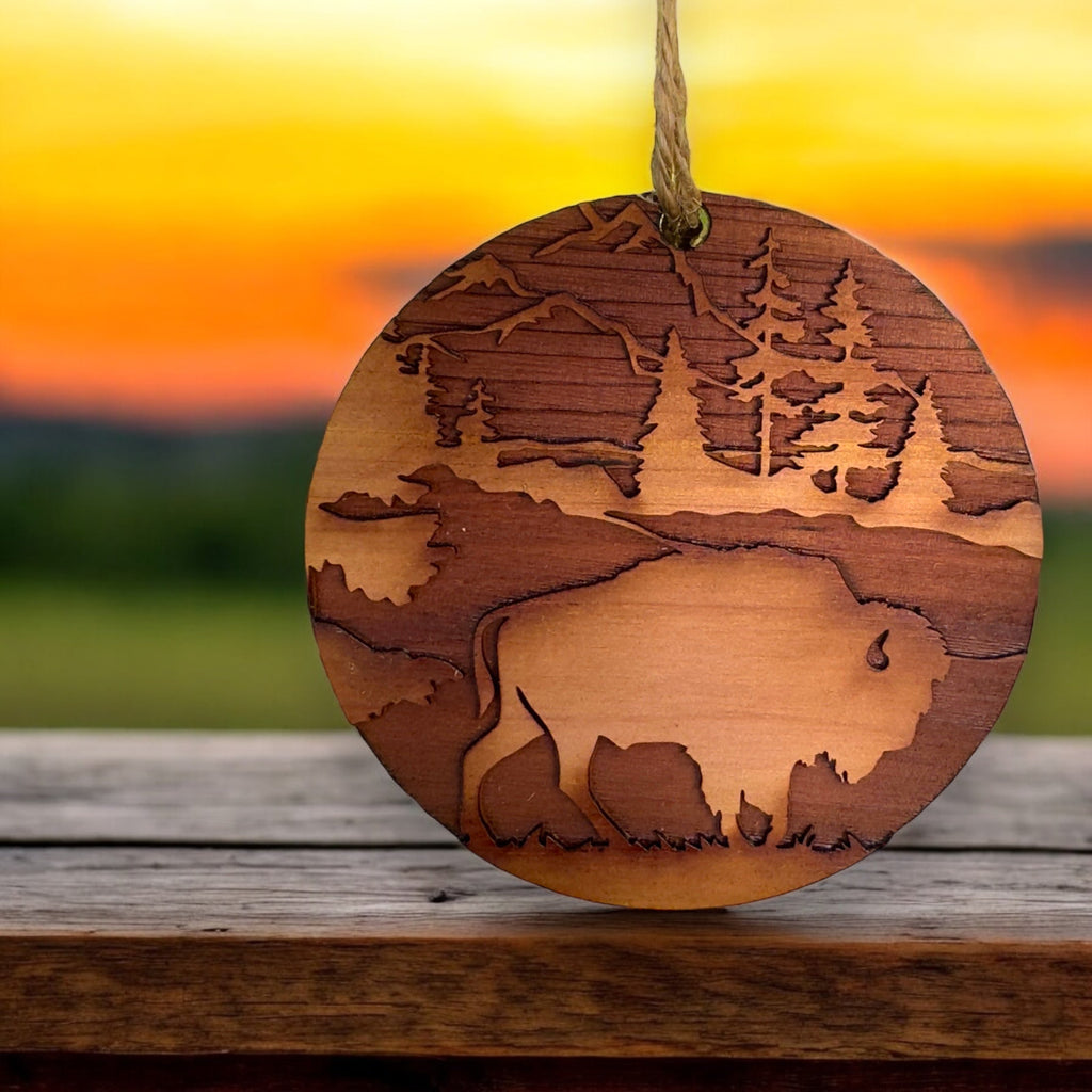 Free Range American Bison - Cedar Ornament