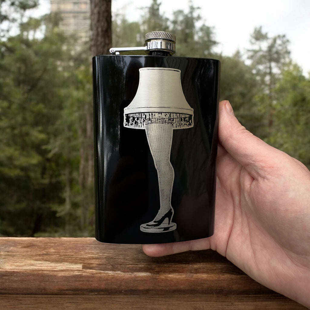 8oz BLACK Leg Lamp Flask