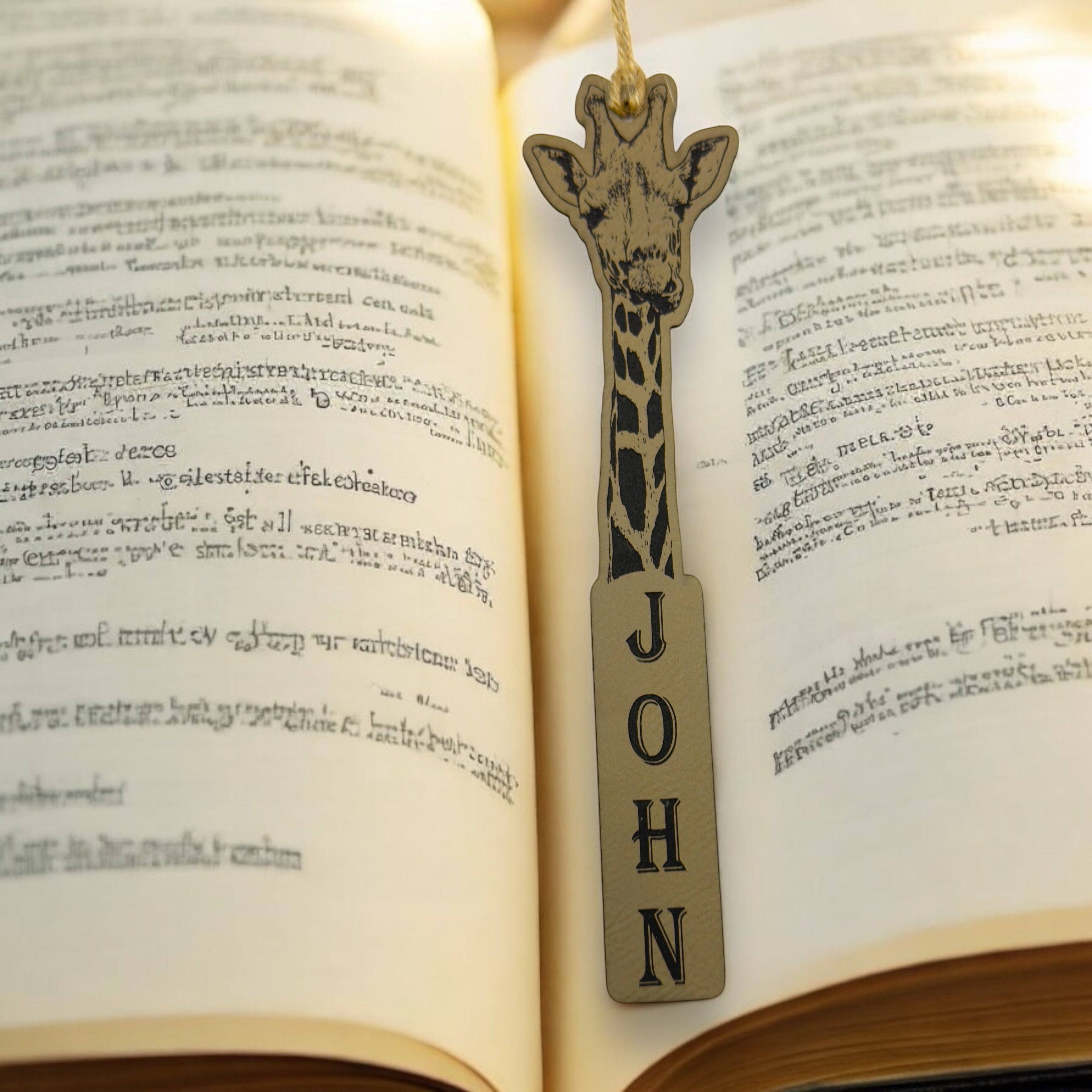 Bookmark - Personalized LEATHER Giraffe