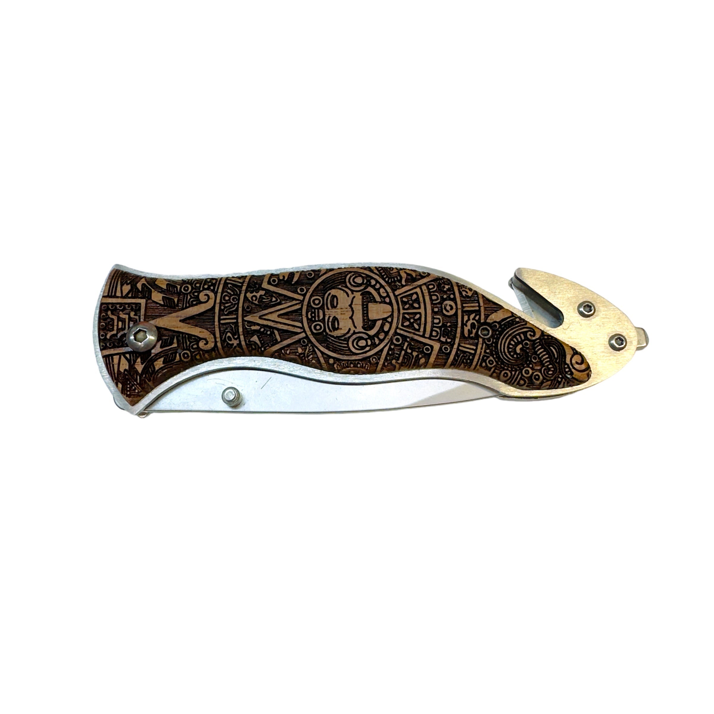 Knife - Aztec Calendar 138 Double Sided Engraving