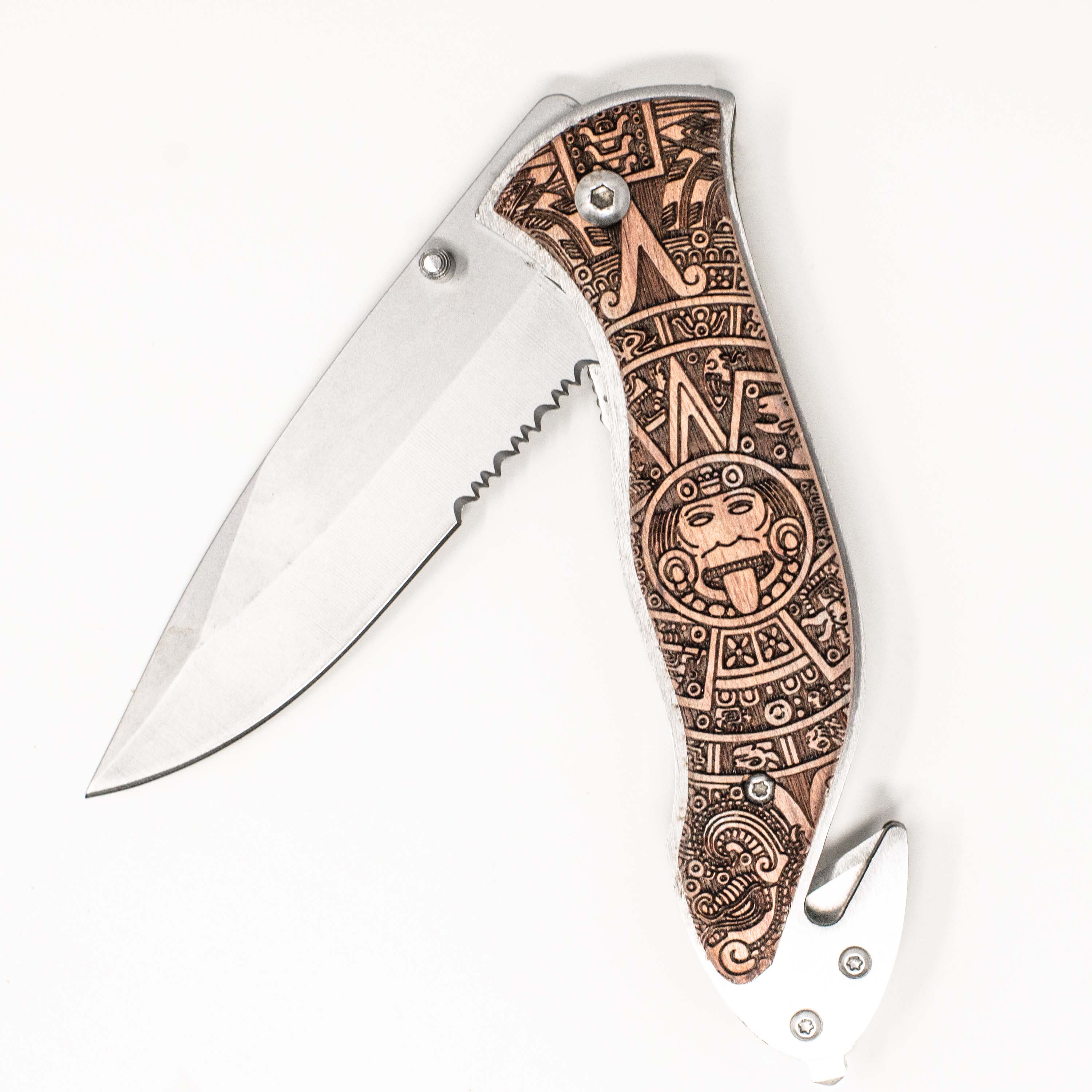 Knife - Aztec Calendar 138 Double Sided Engraving