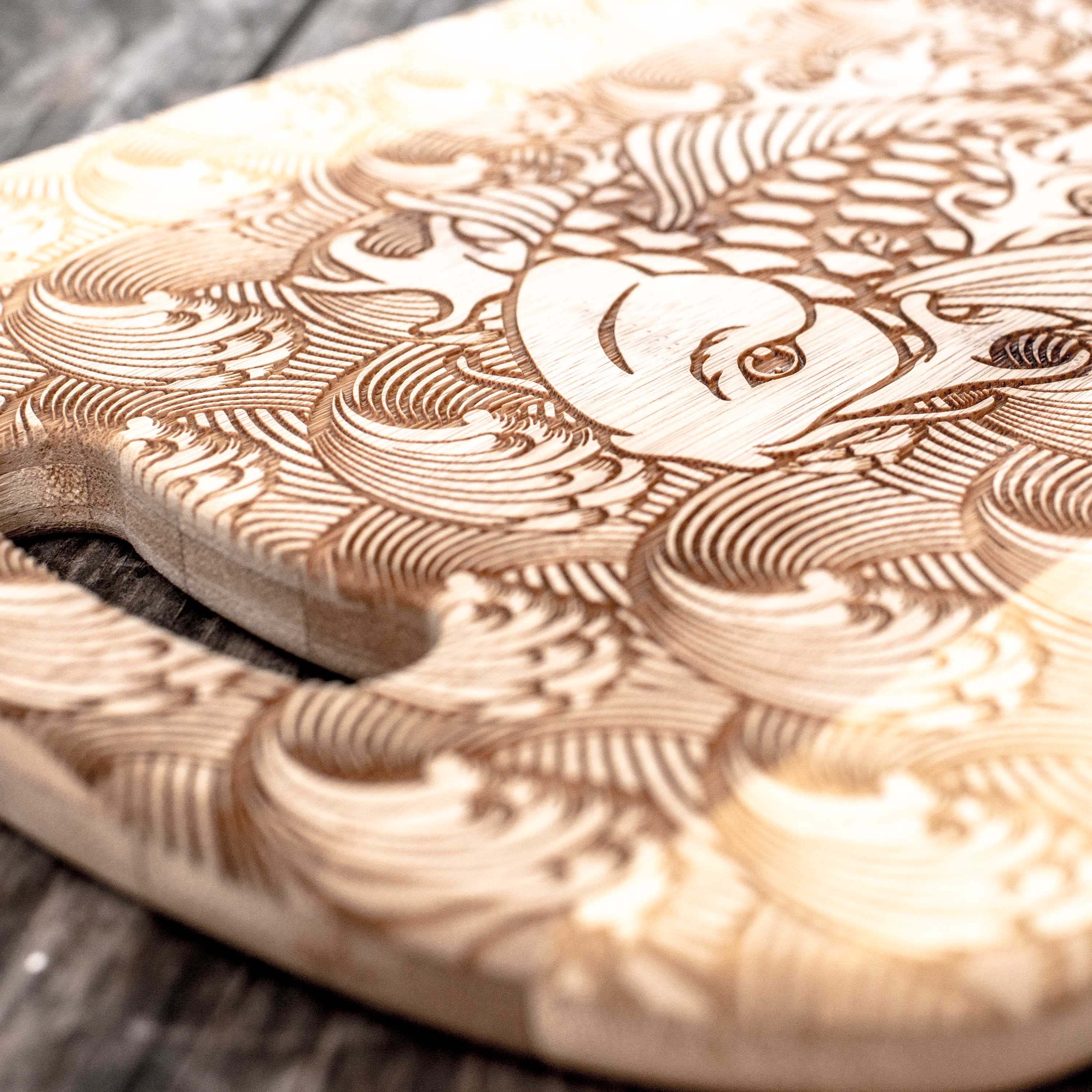 Koi Fish Cutting Board 14''x9.5''x.5'' Bamboo