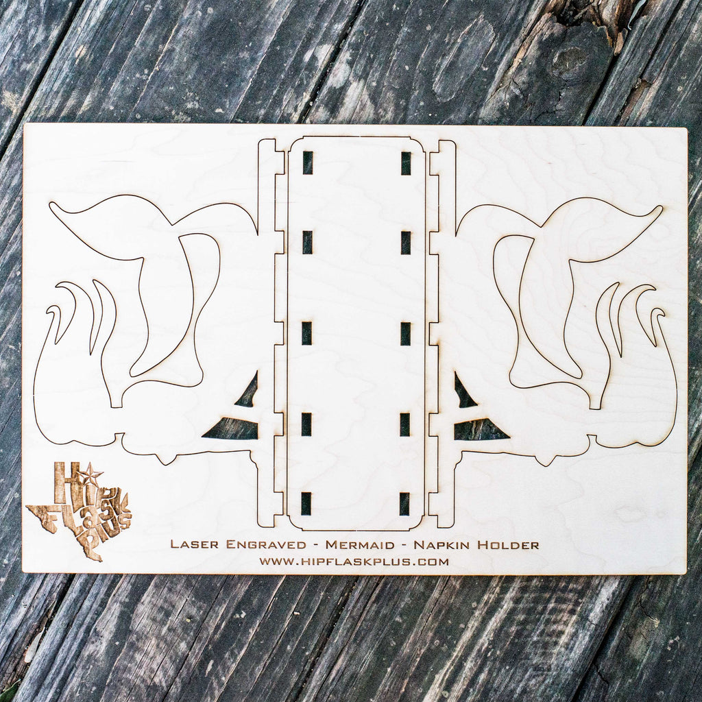 Napkin Holder - Mermaid - Raw Wood Craft
