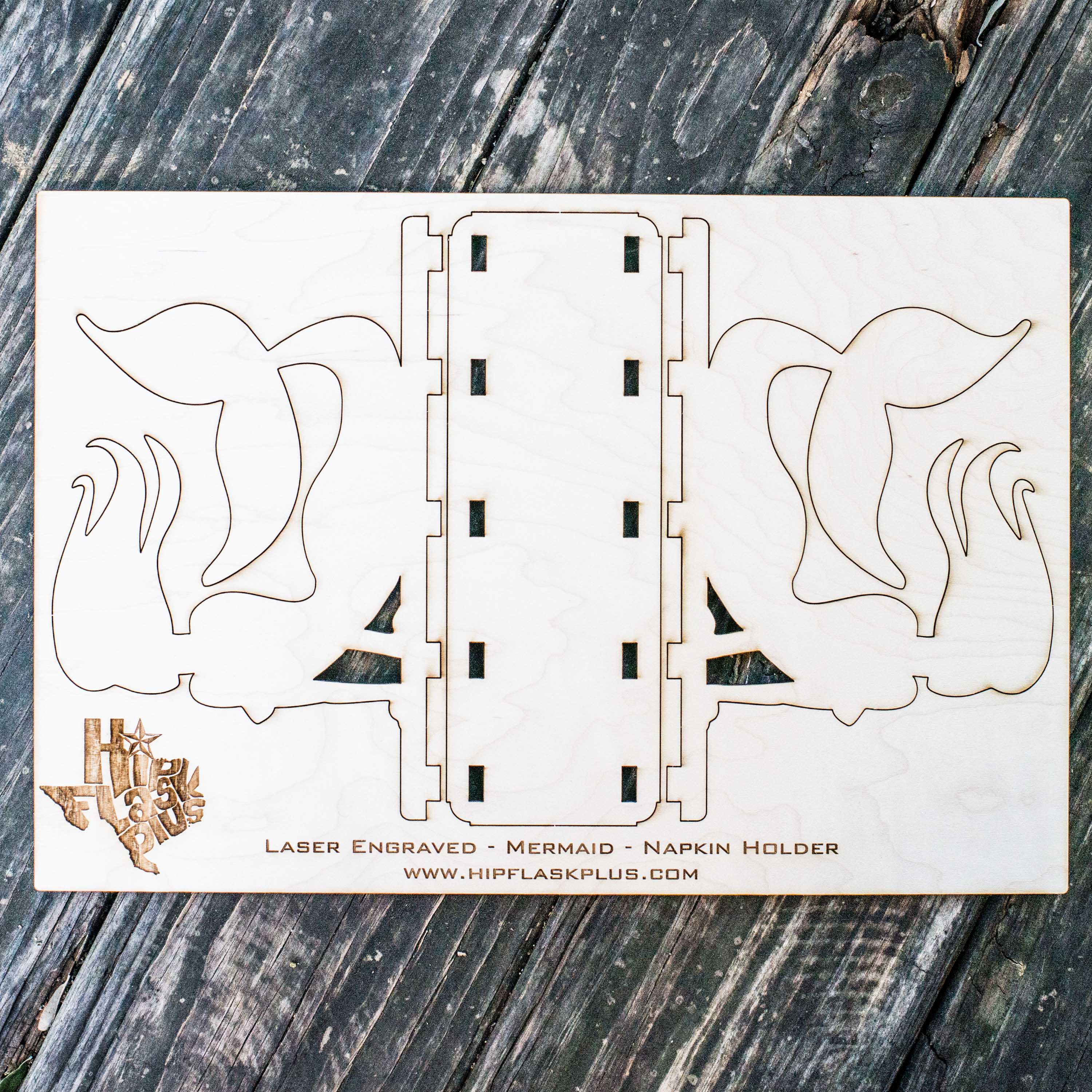 Napkin Holder - Mermaid - Raw Wood Craft