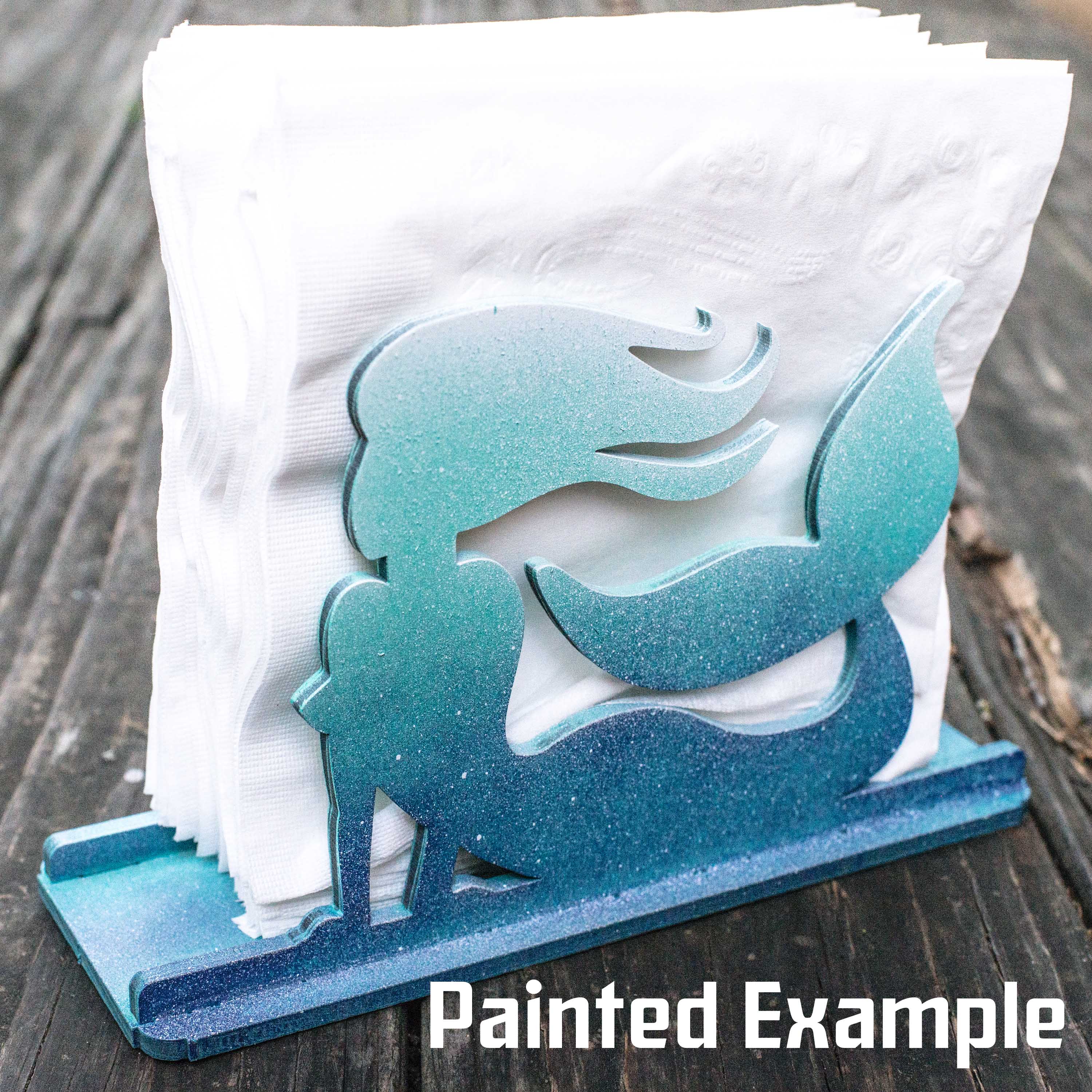 Napkin Holder - Mermaid - Raw Wood Craft