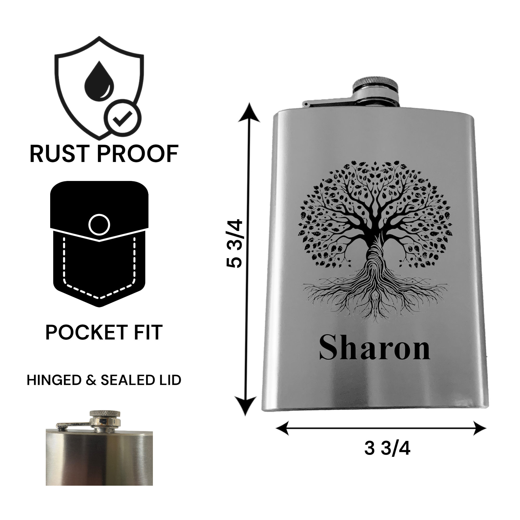 8oz - CUSTOM - PERSONALIZED - Celtic Tree of Life Flask