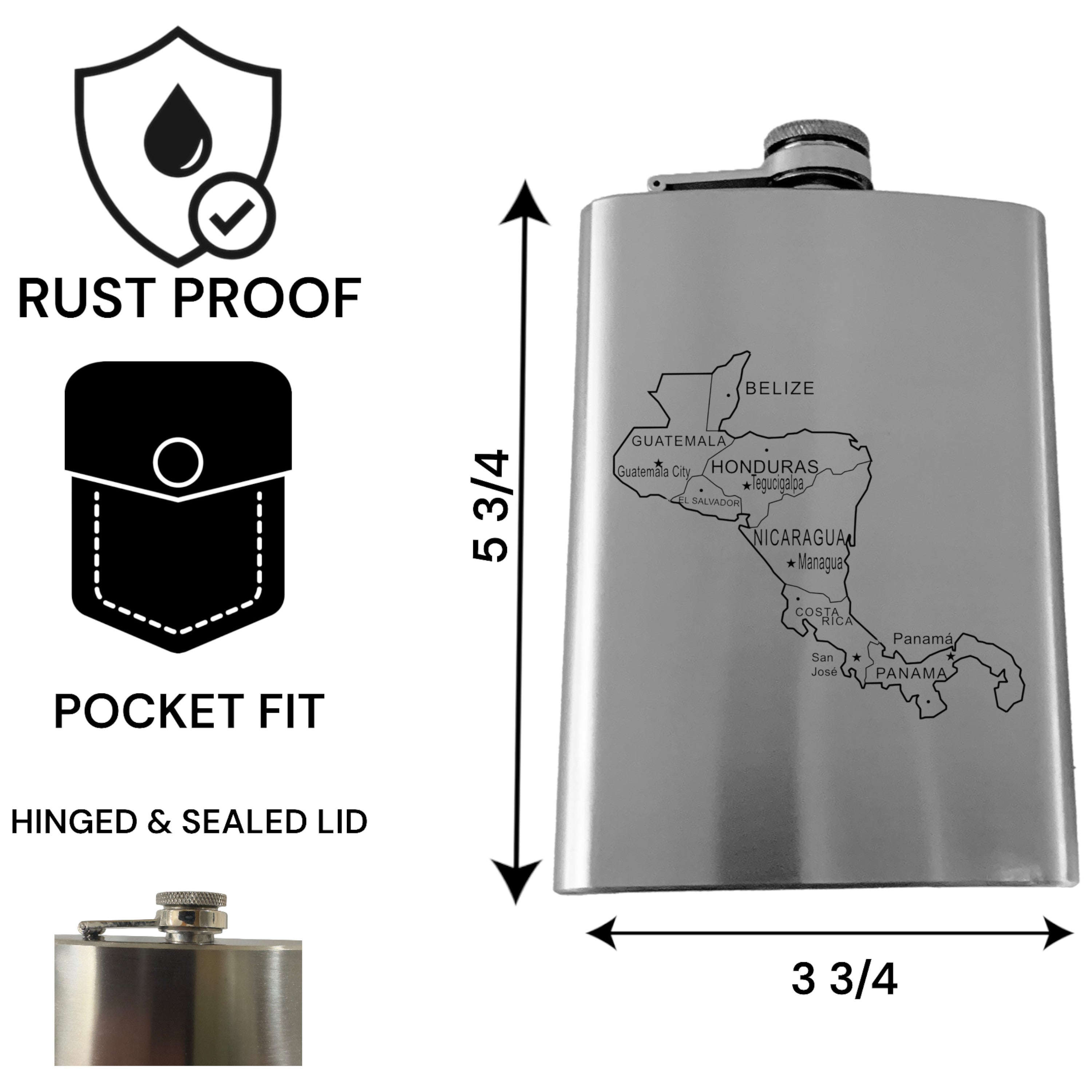 8oz Flask - Central America Stainless Steel