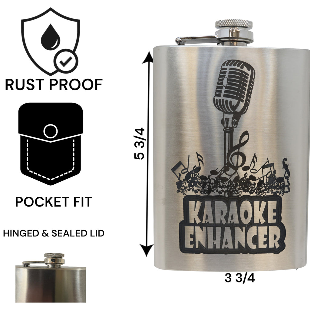 8oz Karaoke Enhancer Stainless Steel Flask