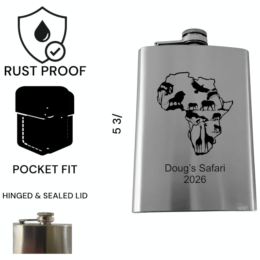 8oz Flask - African Scene PERSONALIZED