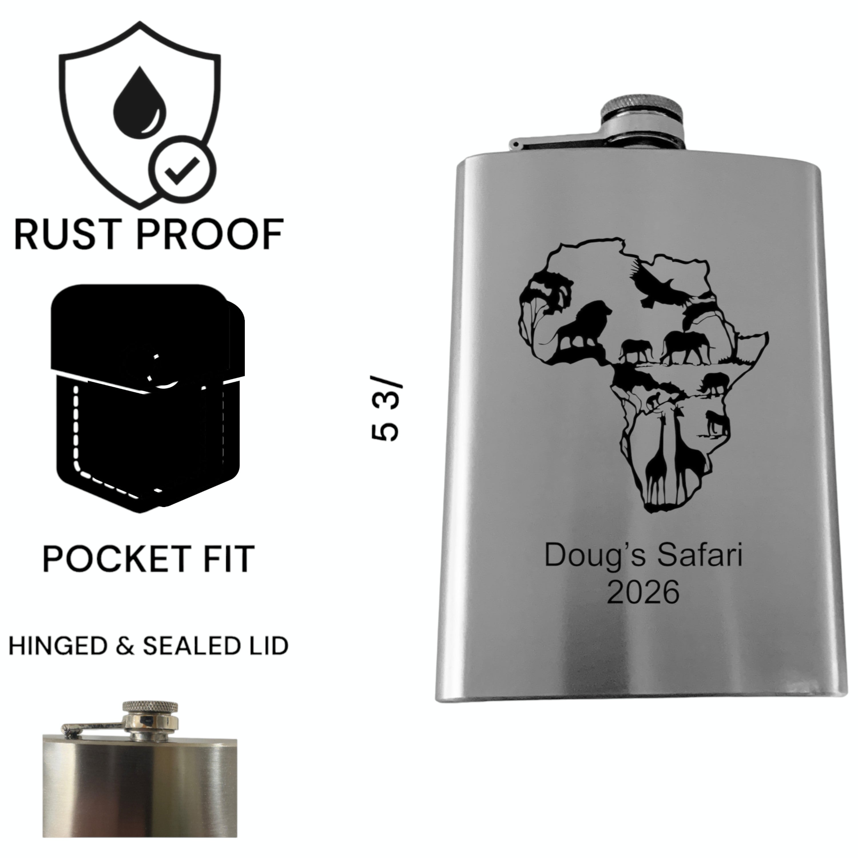 8oz Flask - African Scene PERSONALIZED
