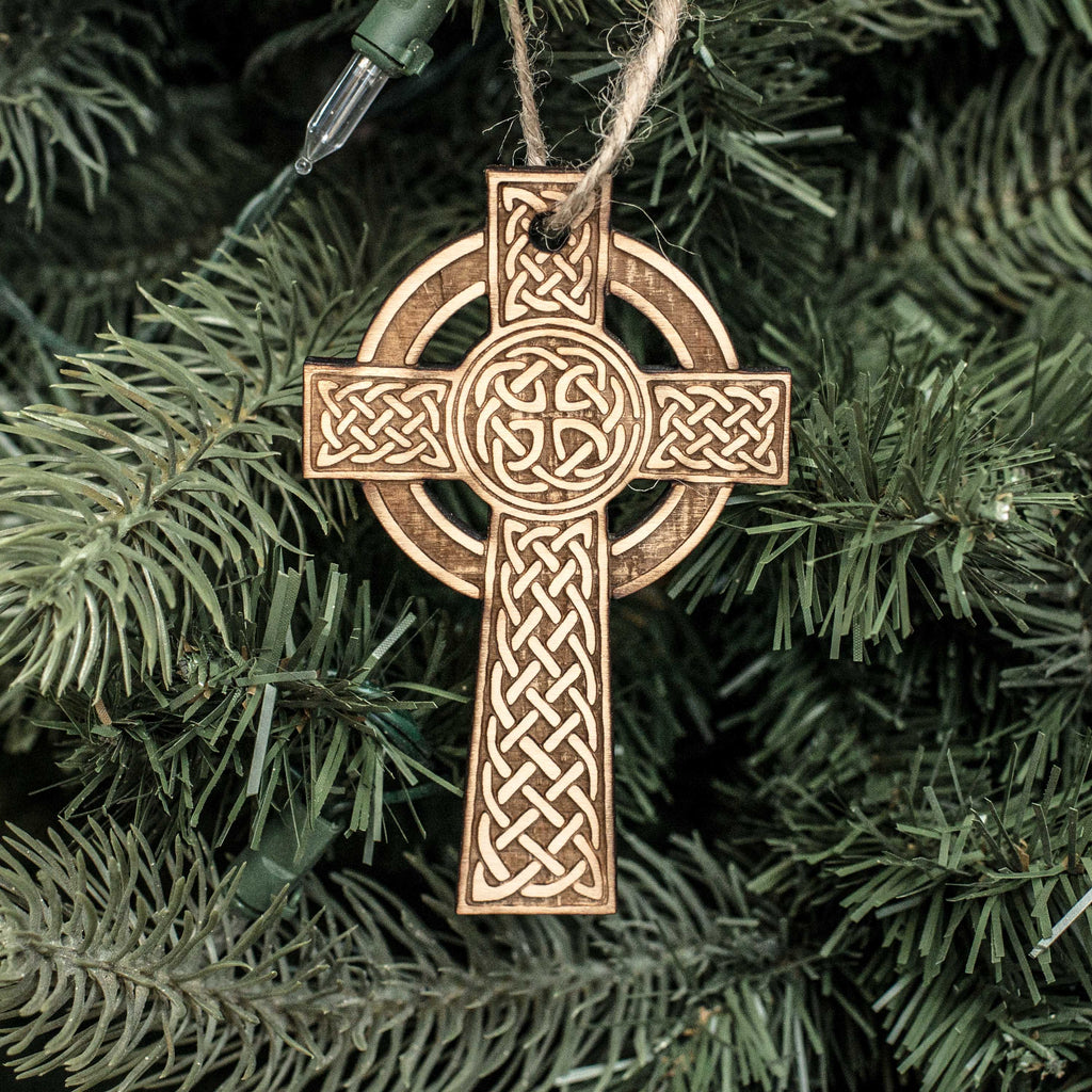 Ornament - Celtic Cross - Raw Wood 2x4in