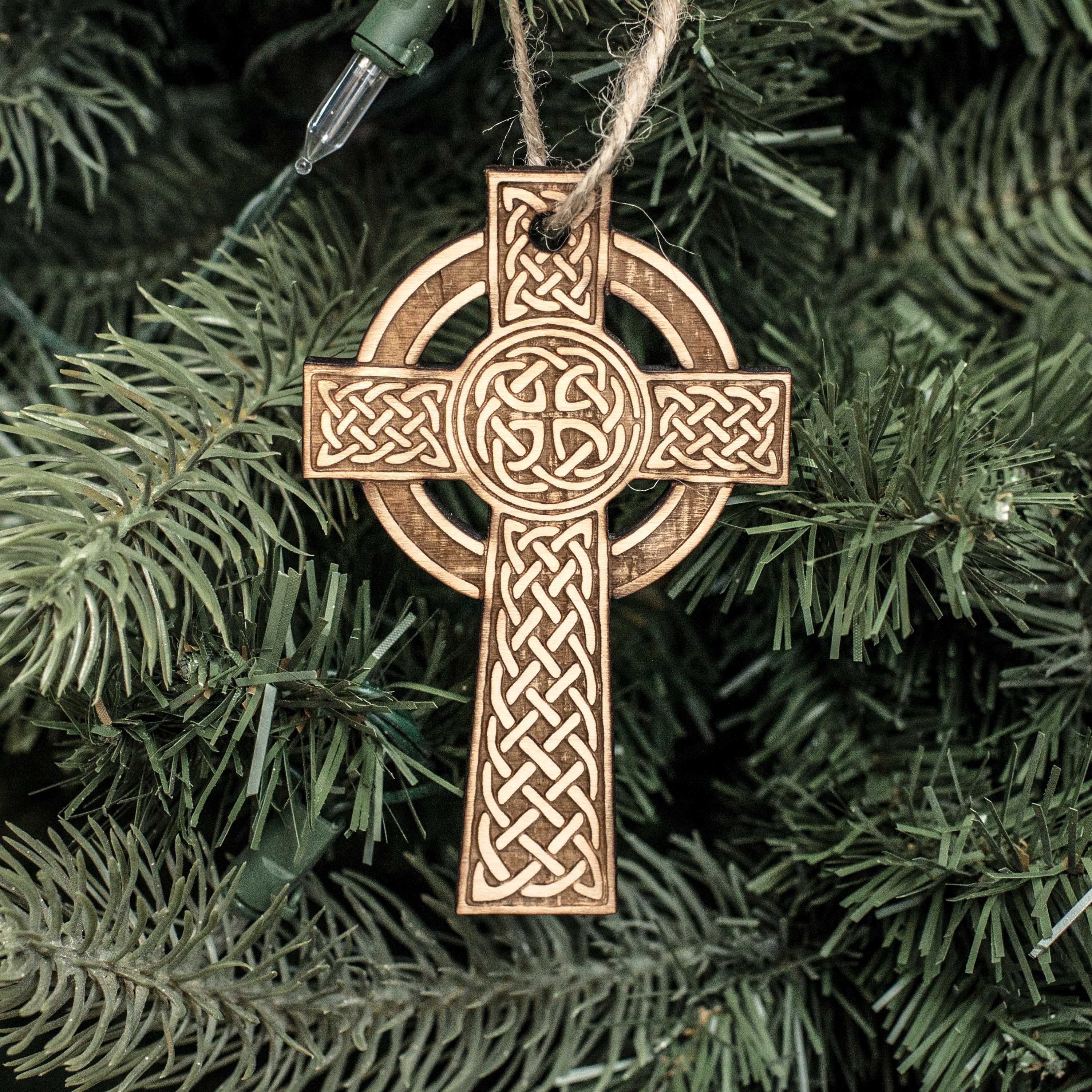 Ornament - Celtic Cross - Raw Wood 2x4in