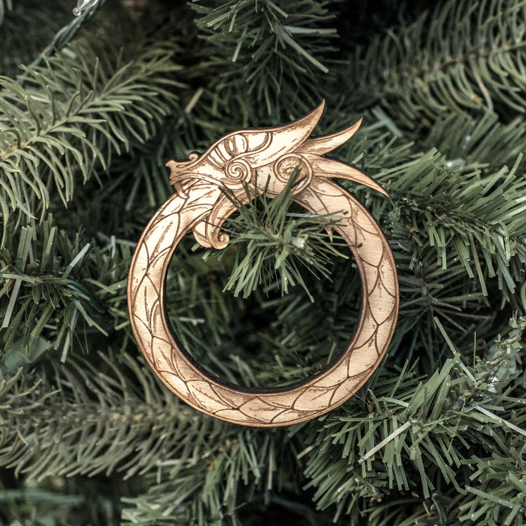 Ornament - Celtic Dragon - Raw Wood 3x4in