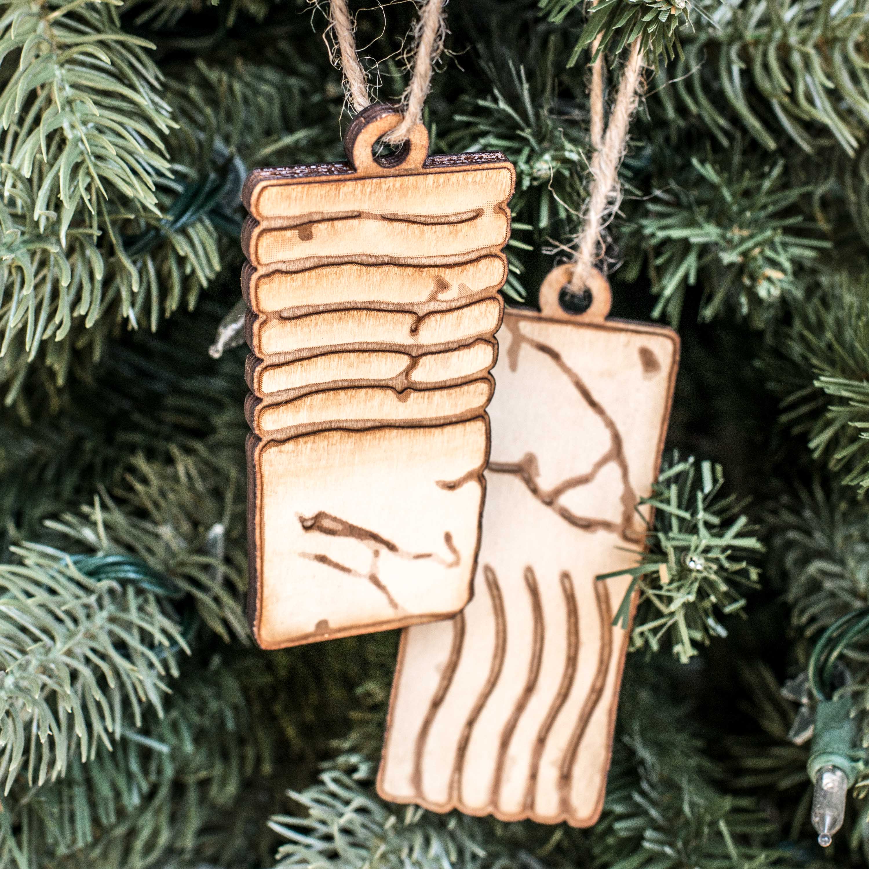 Ornament - Elemental Stones - Set of 4 - Raw Wood 2x4in