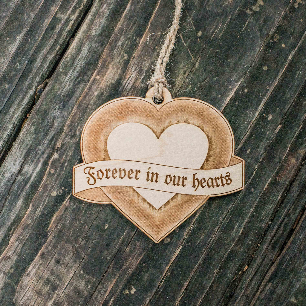 Ornament - Forever in our Hearts - Raw Wood 3x3in